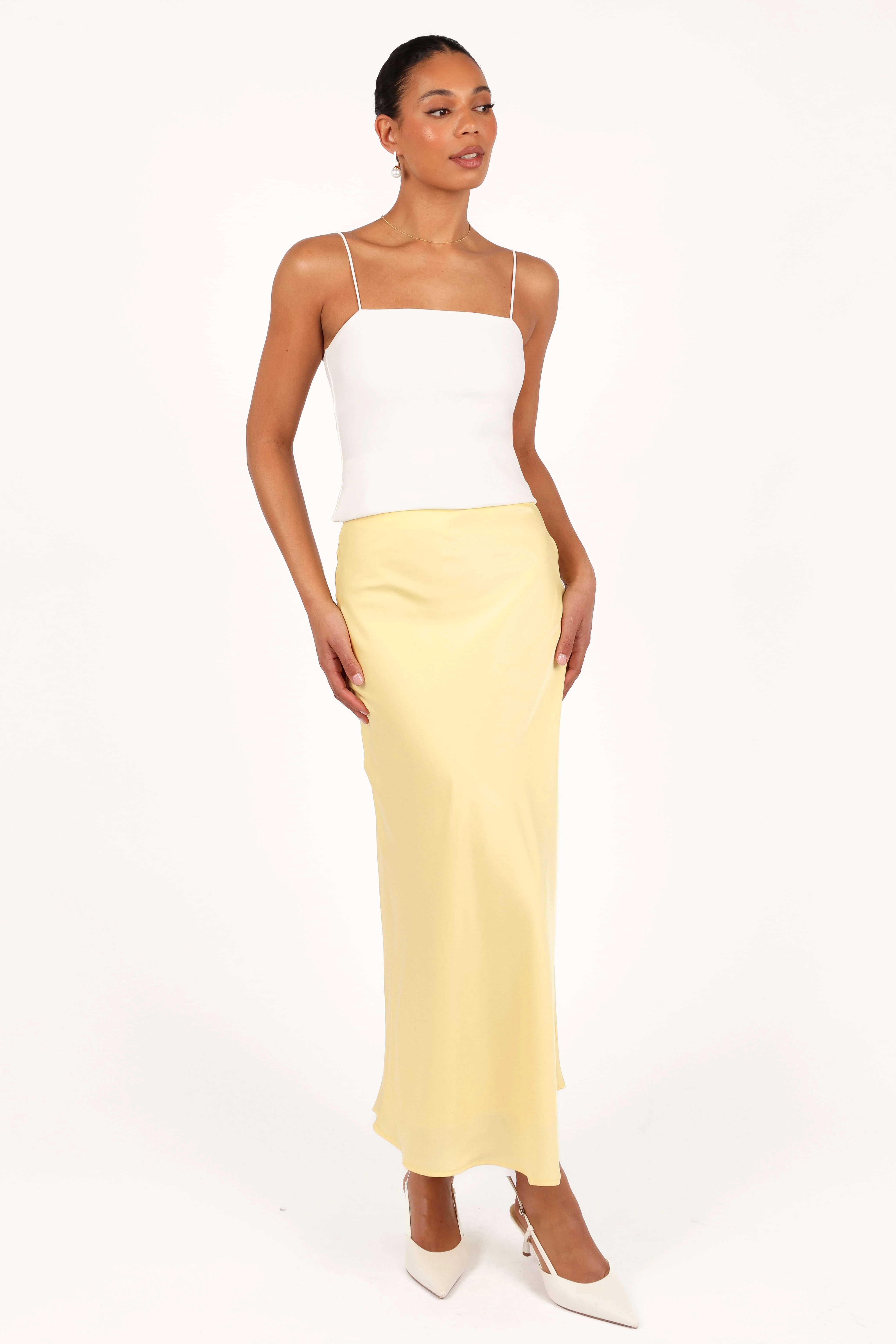 Nellie Satin Midi Skirt - Honeysuckle Yellow - Image 3