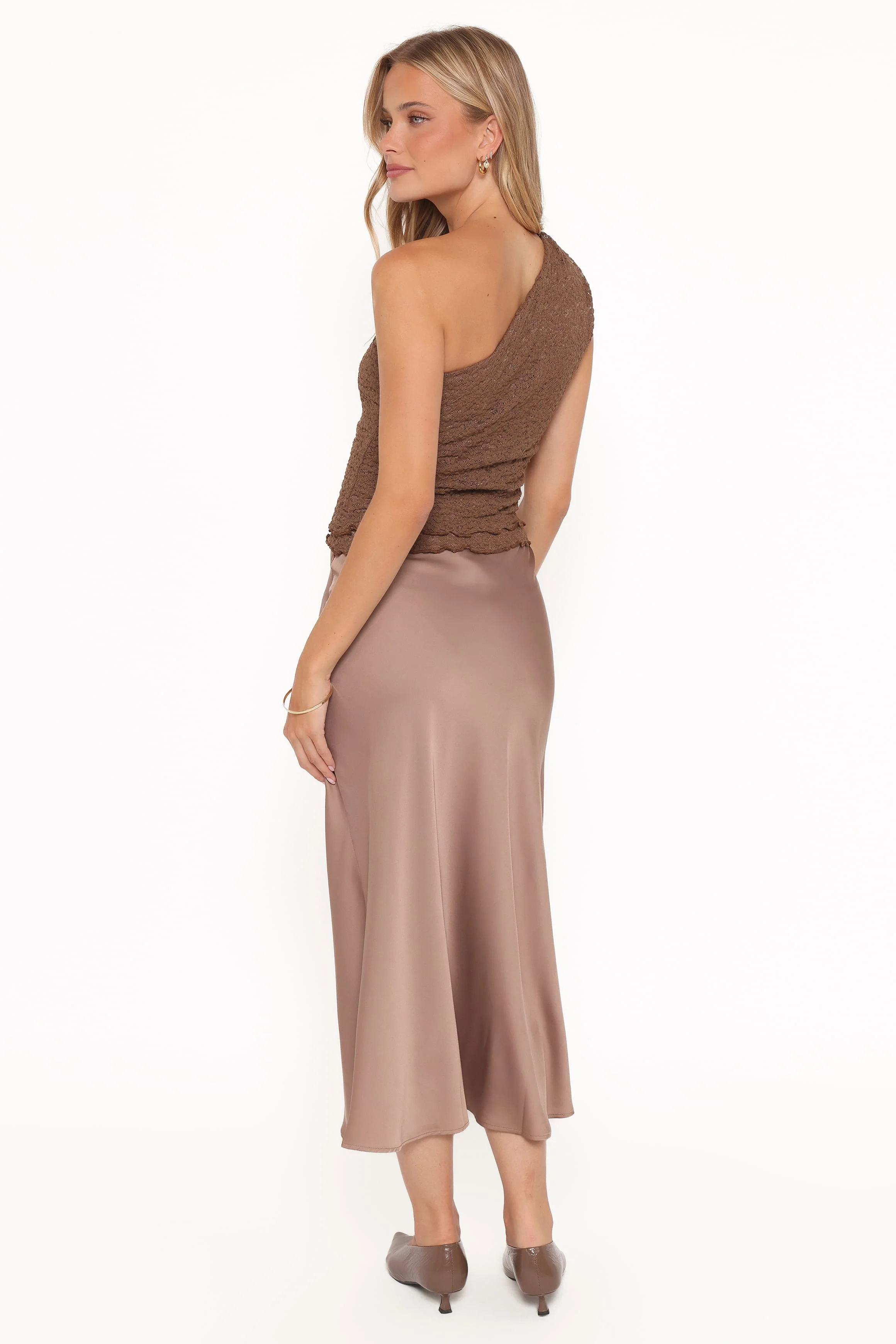 Nellie Satin Midi Skirt - Mocha Brown - Image 5