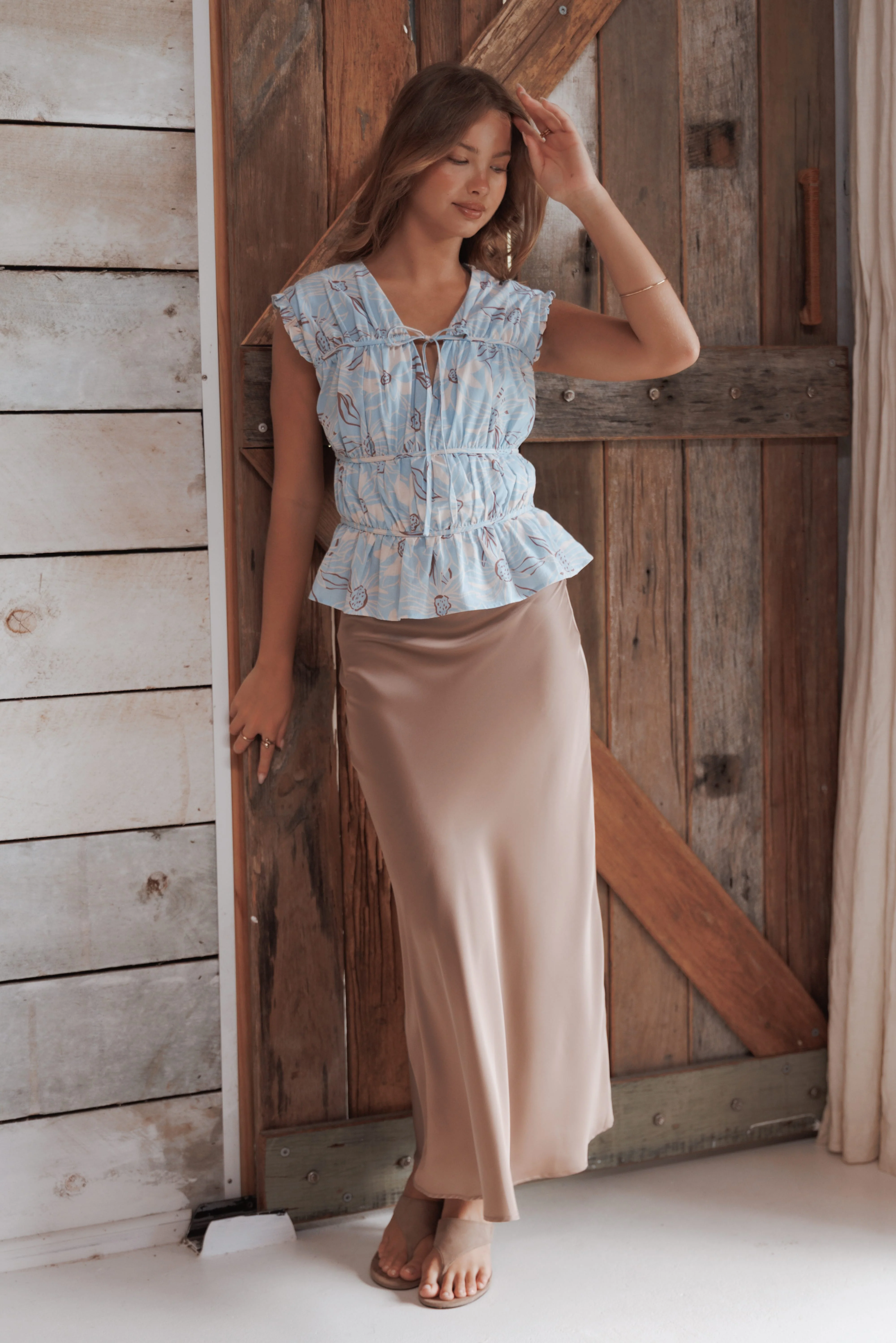 Nellie Satin Midi Skirt - Mocha Brown - Image 8