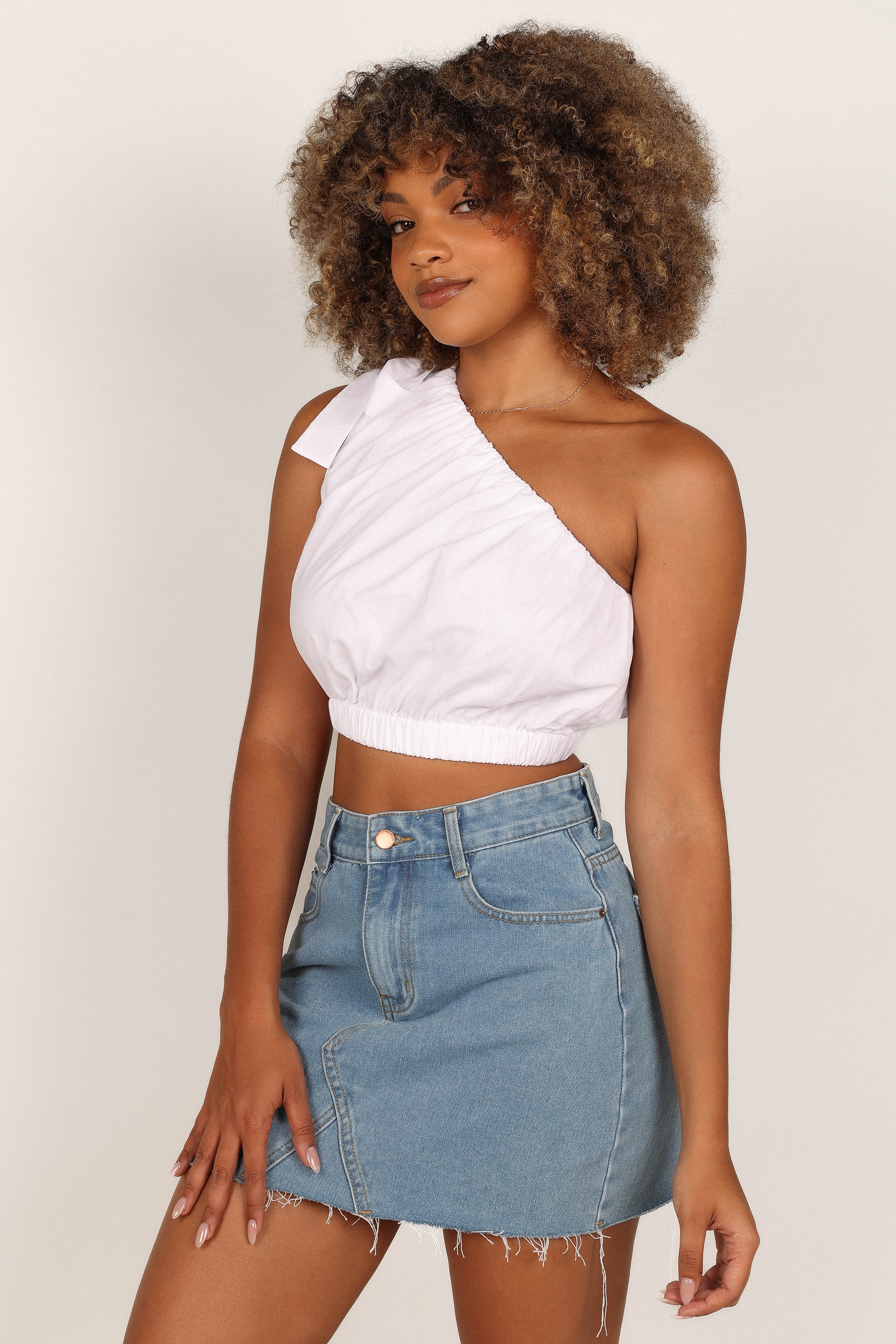 Nelly One Shoulder Top - White - Image 4
