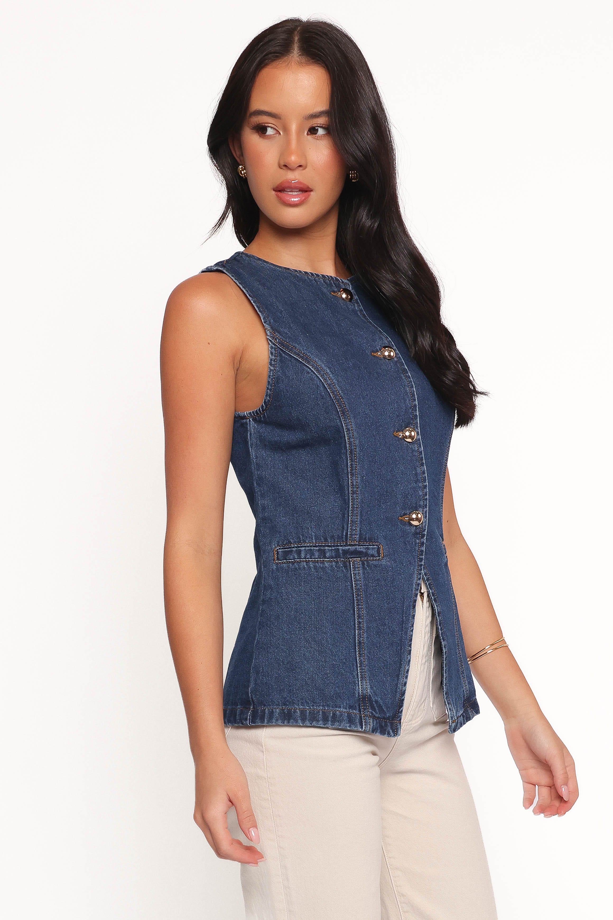 Nessa Denim Vest - Blue - Image 6