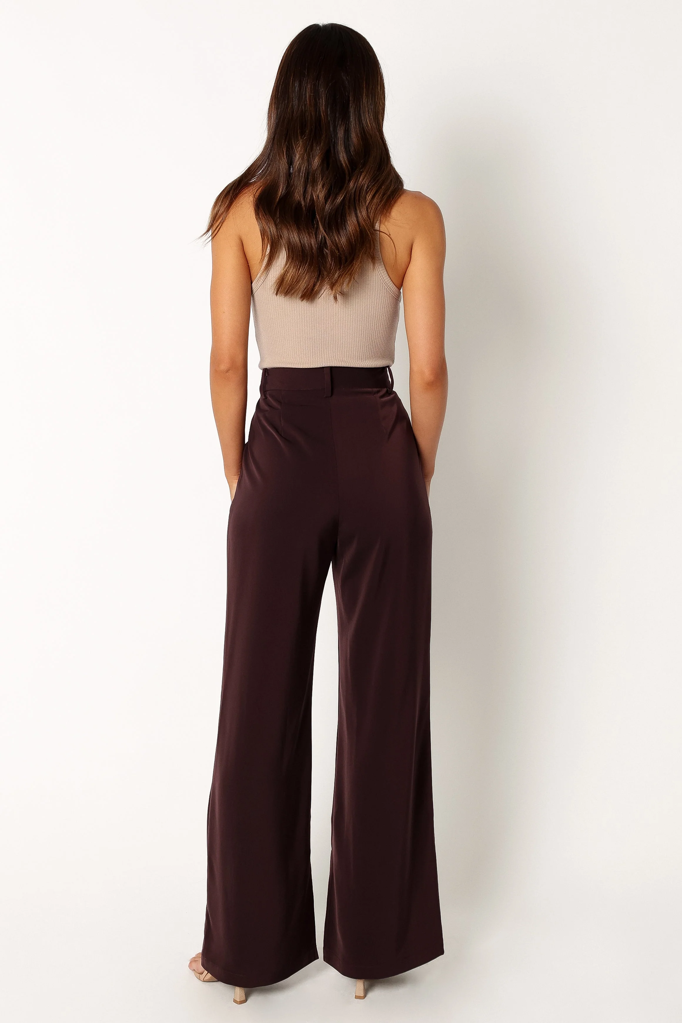 Neveah Silky Wide Leg Trousers - Merlot - Image 7