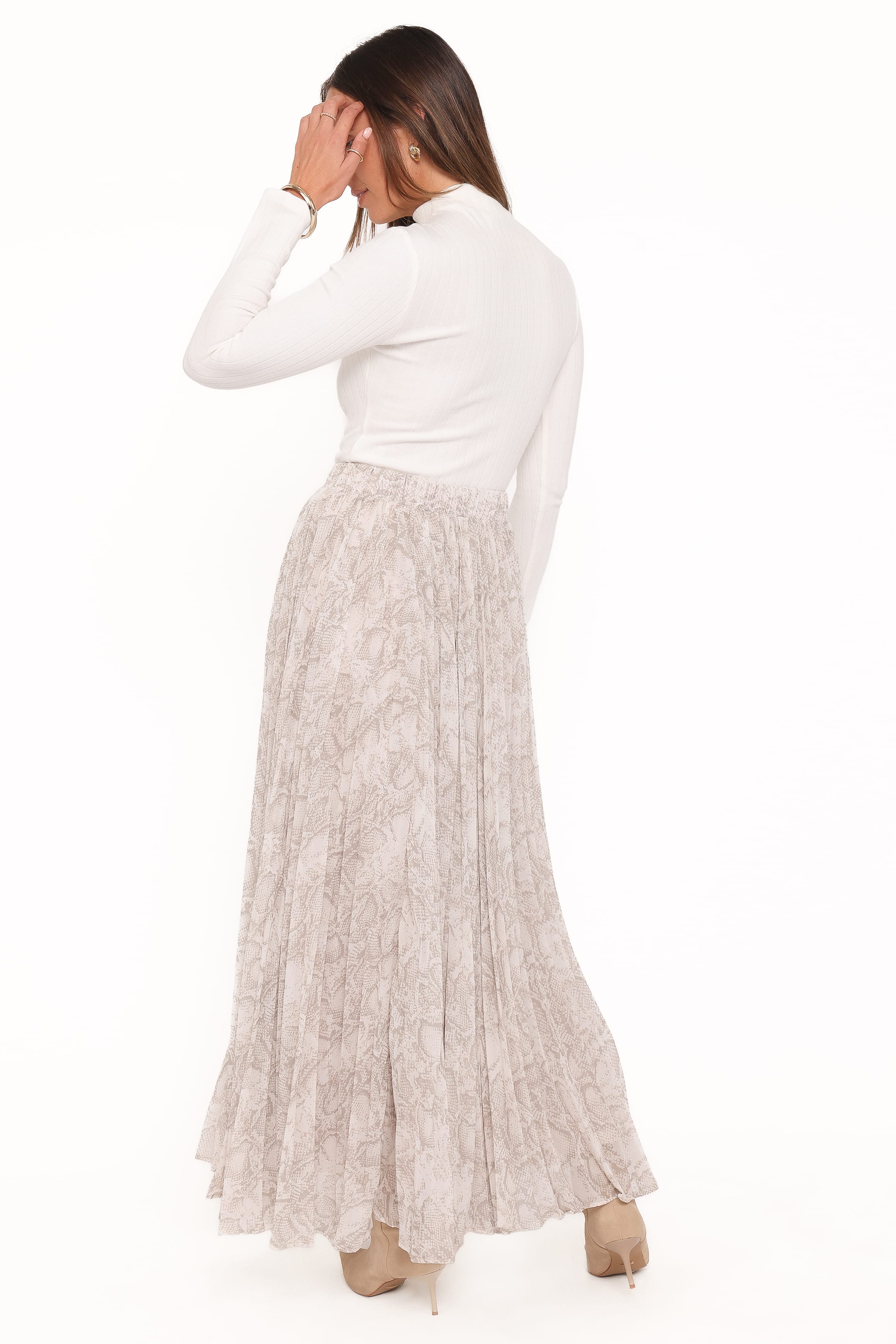Nicki Pleated Maxi Skirt - Snake Print - Image 5