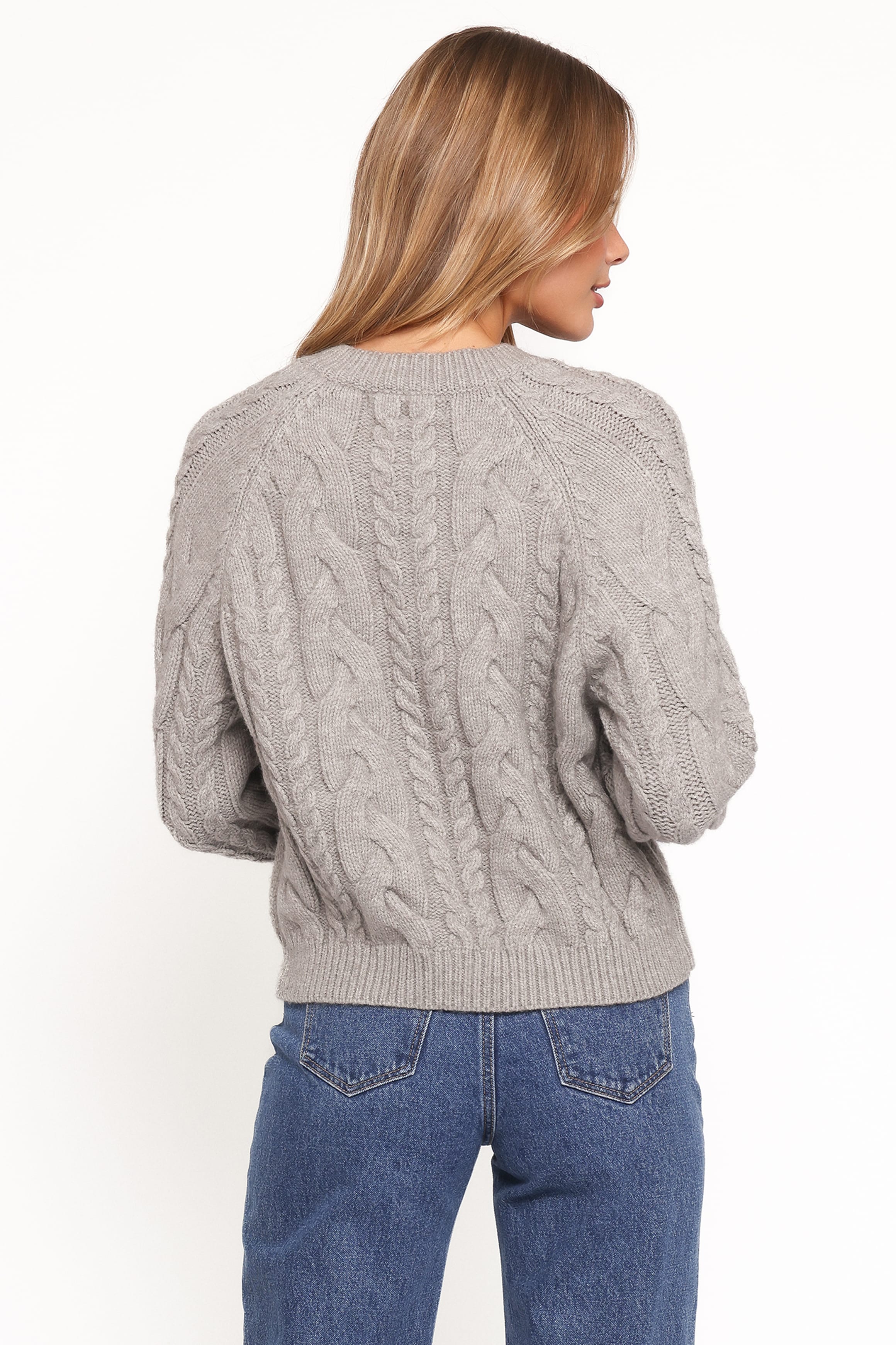 Nika Cable Knit Cardigan - Grey - Image 4
