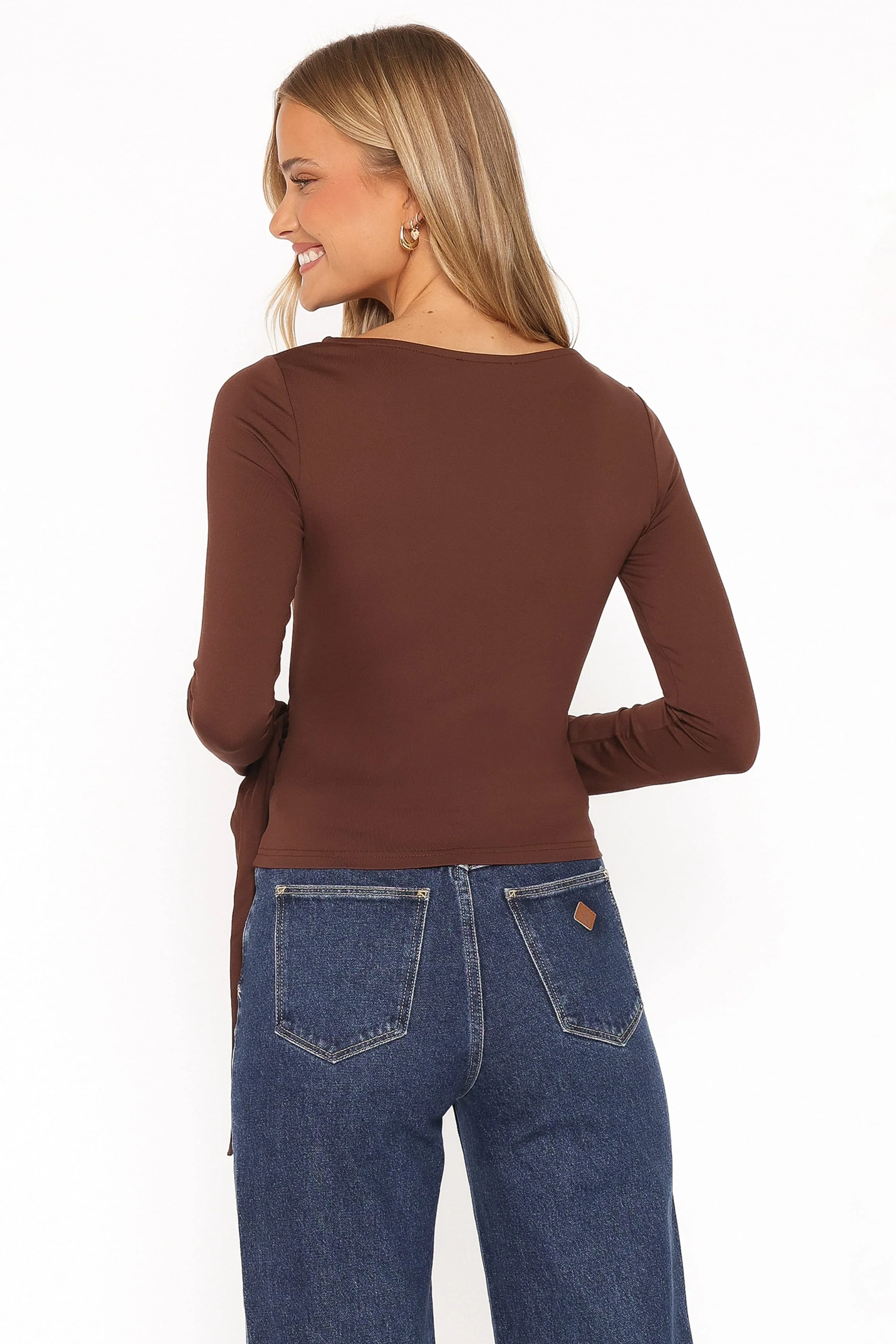 Noah Gathered Knit Top - Chocolate - Image 5