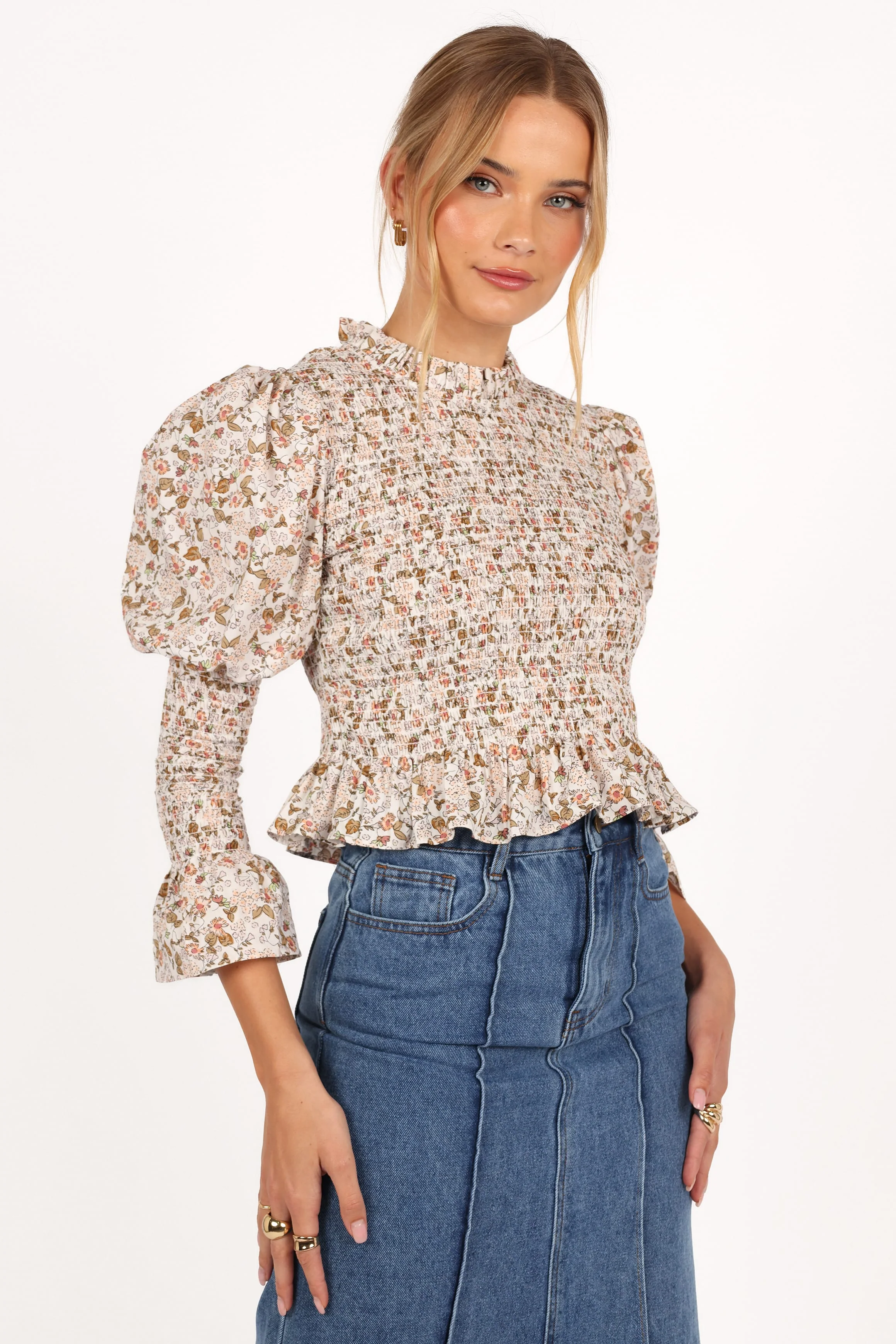 Novah Long Sleeve Top - White Floral - Image 7