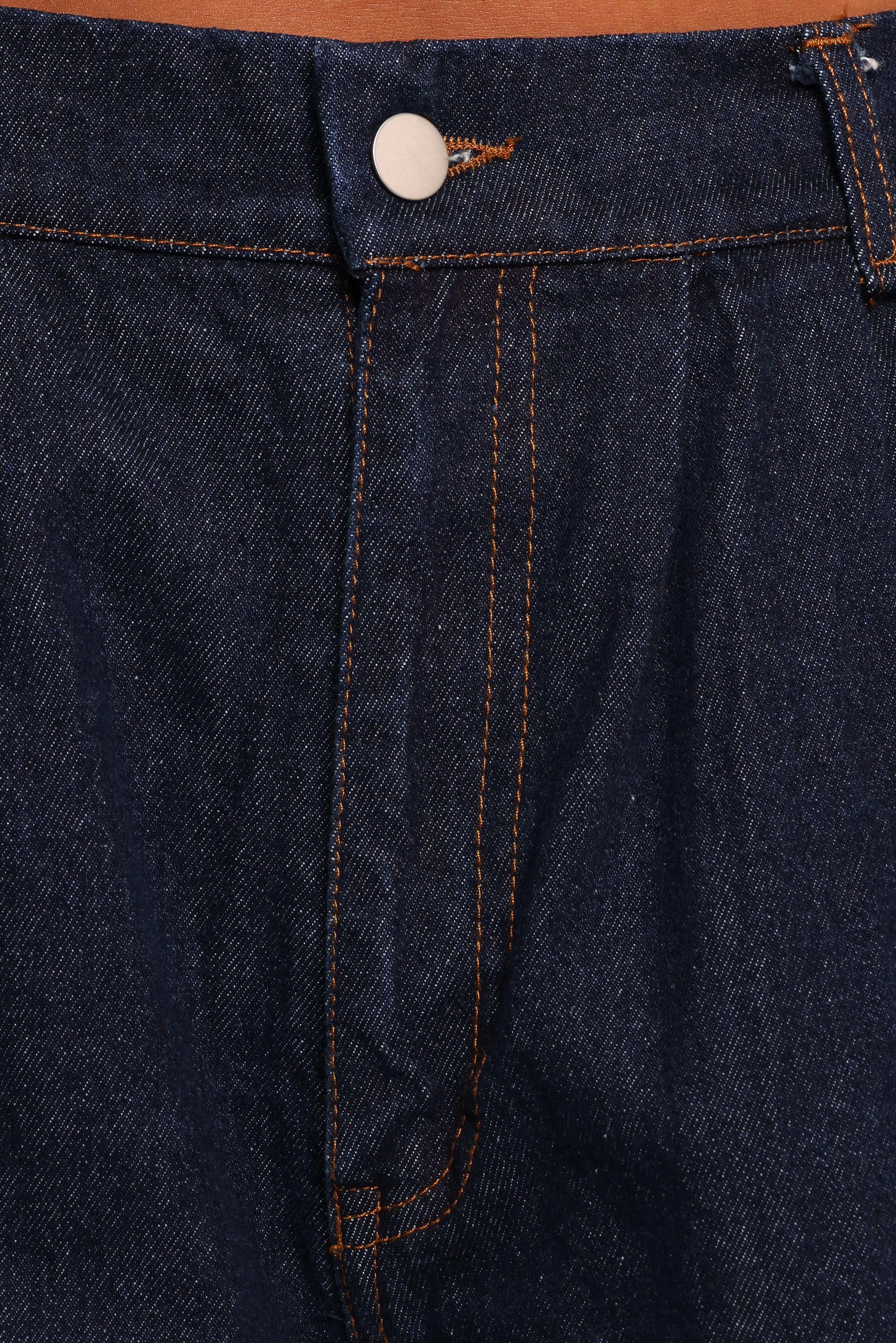 Nylah Pleated Denim Short - Mid Denim - Image 6