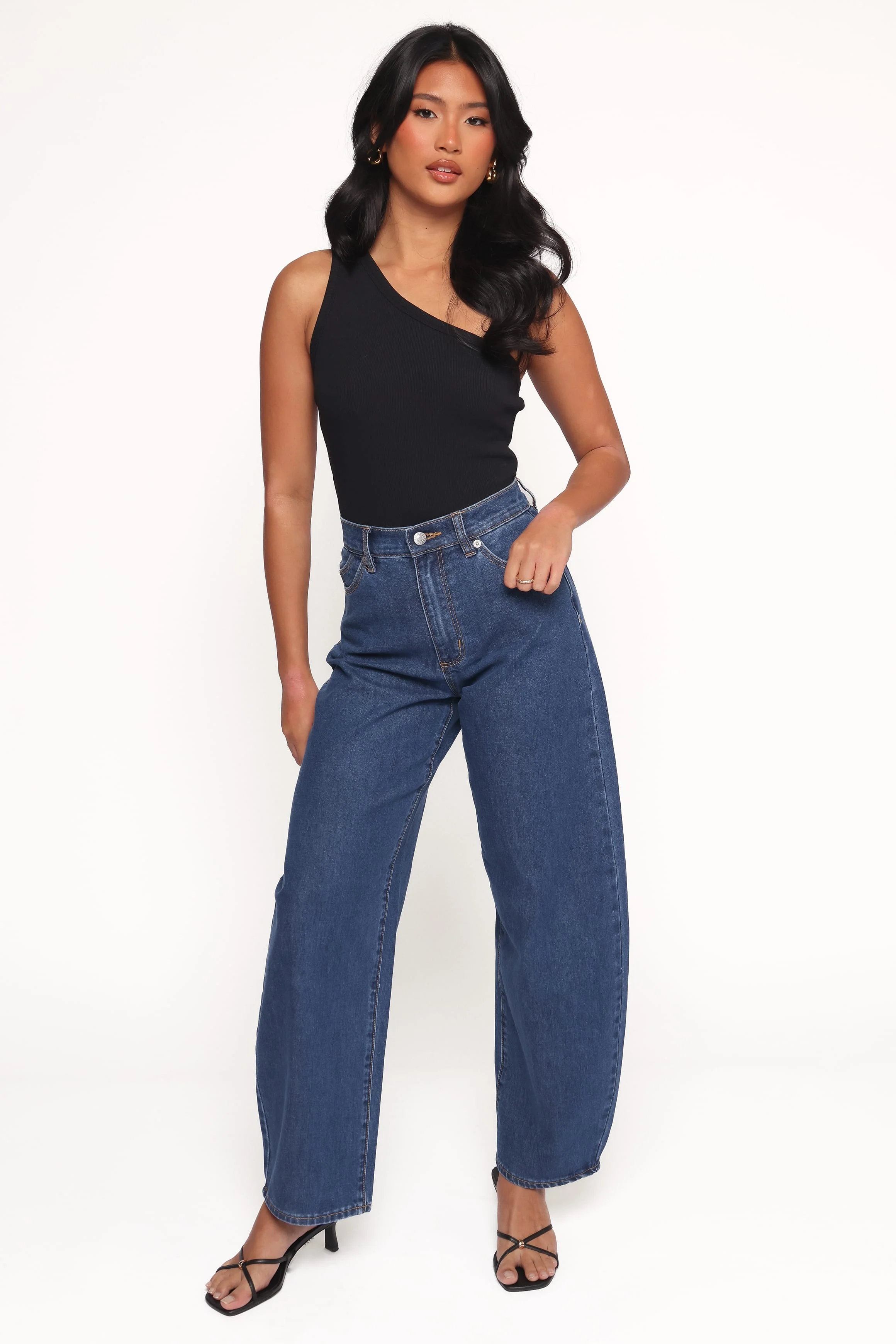 Nysa One Shoulder Top - Black - Image 2