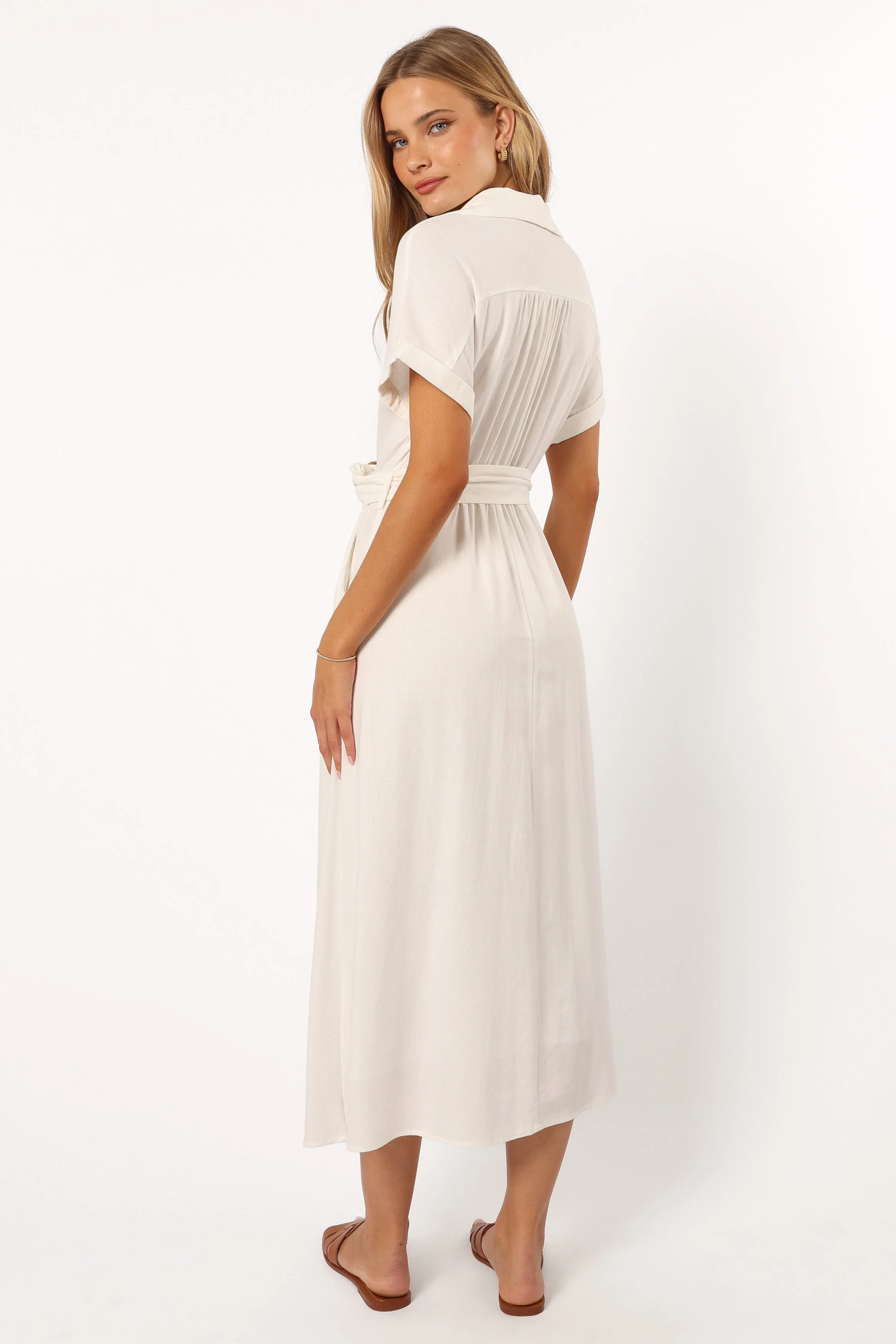 Orla Short Sleeve Midi Dress - Ivory - Image 8