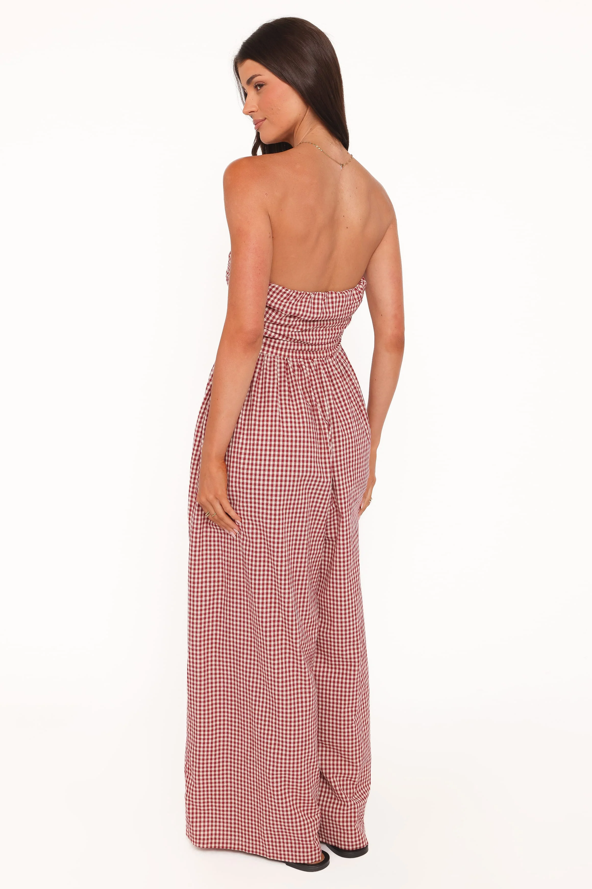 Paige Strapless Jumpsuit - Red Gingham - Image 4