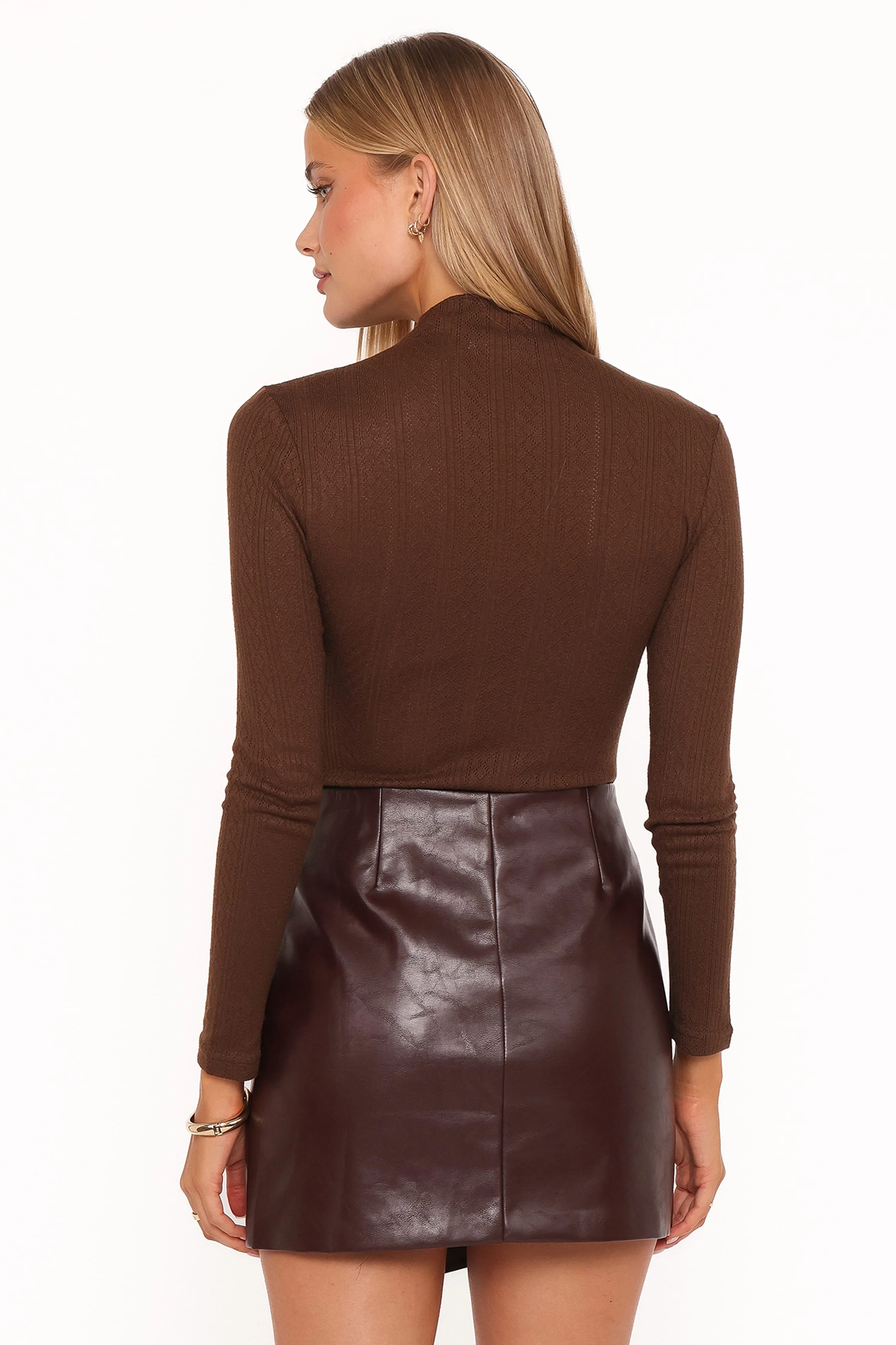 Parker Faux Leather Mini Skirt - Burgundy - Image 5