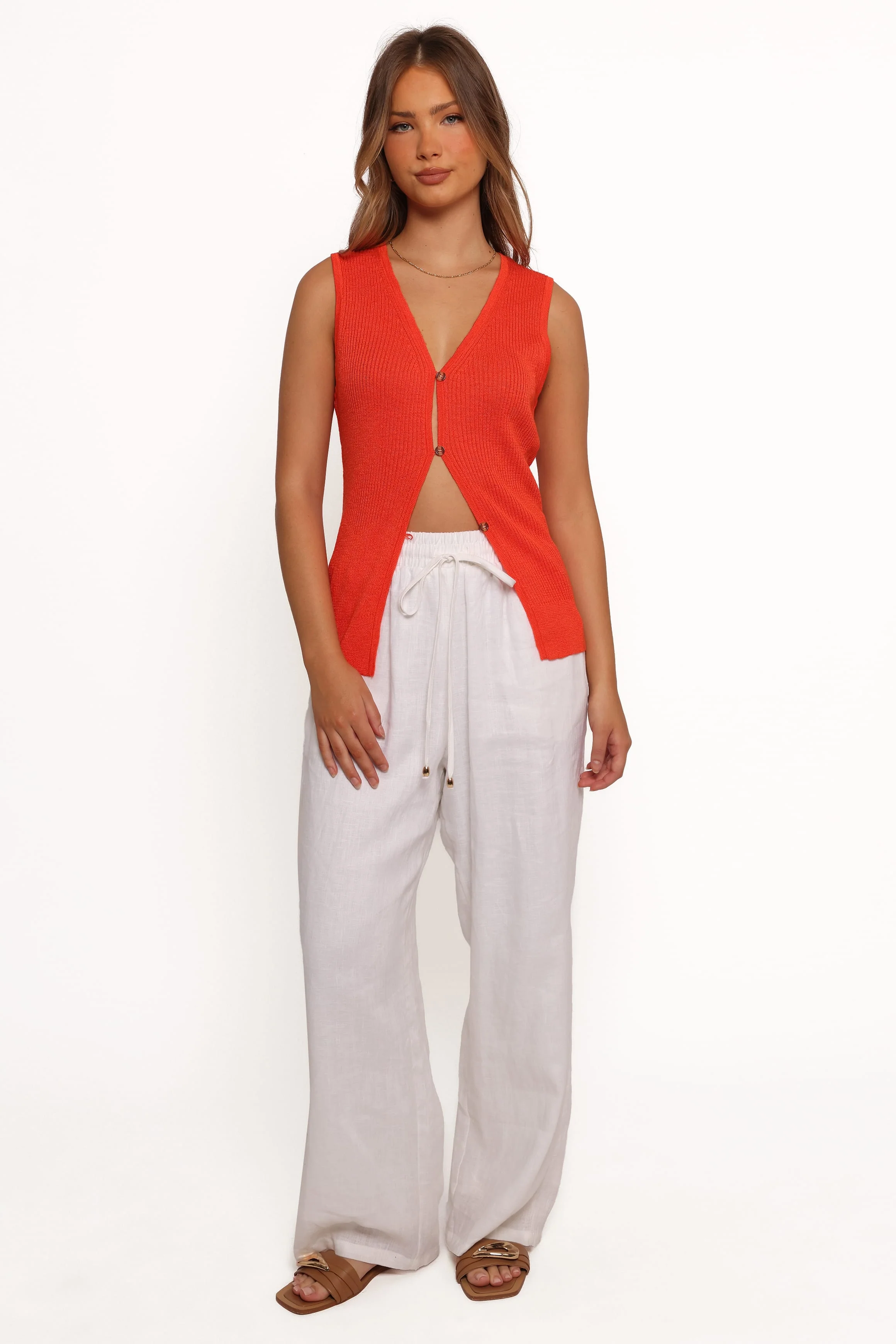 Parma Knit Vest Top - Blood Orange - Image 4