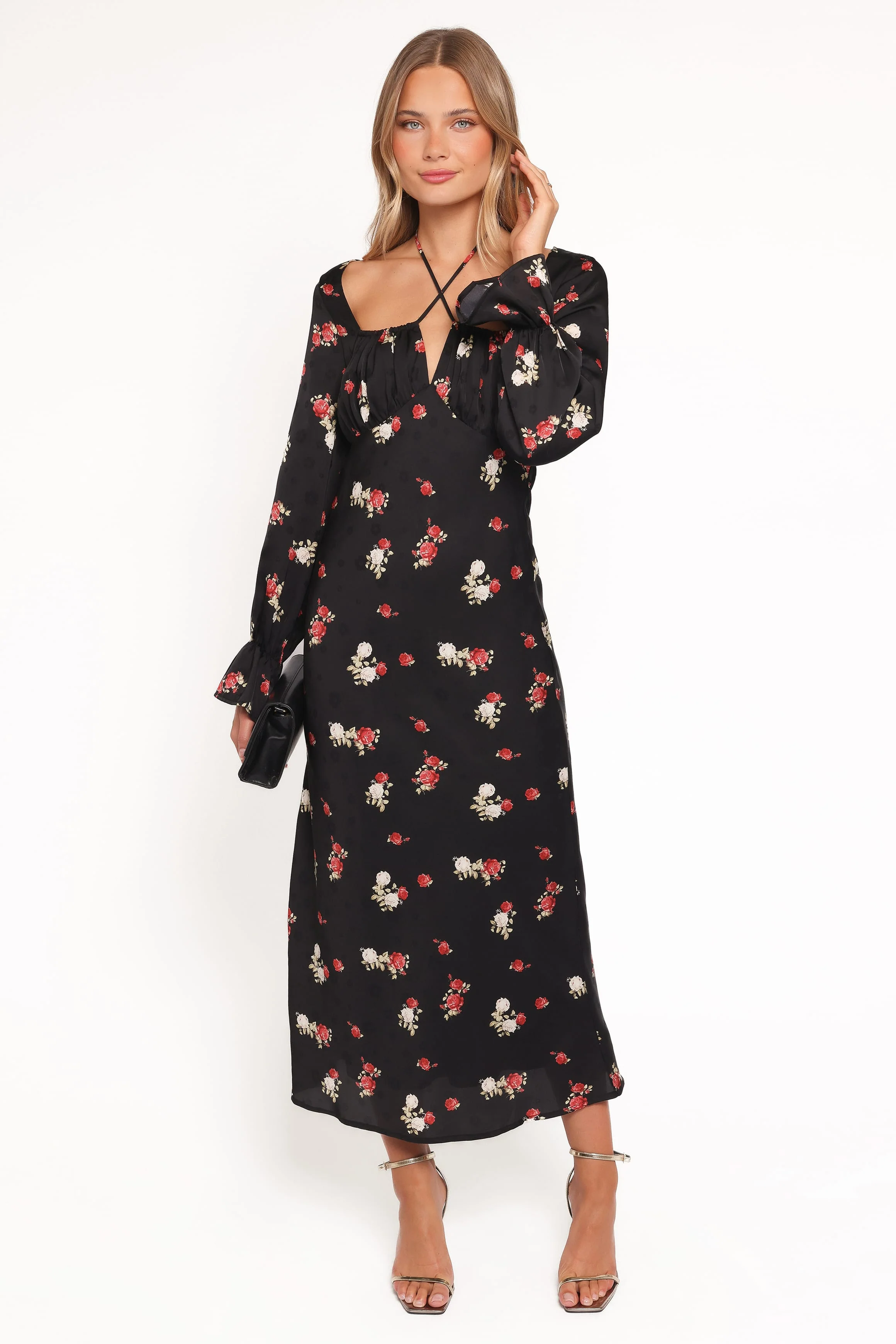 Pauline Long Sleeve Maxi Dress - Black Floral - Image 5