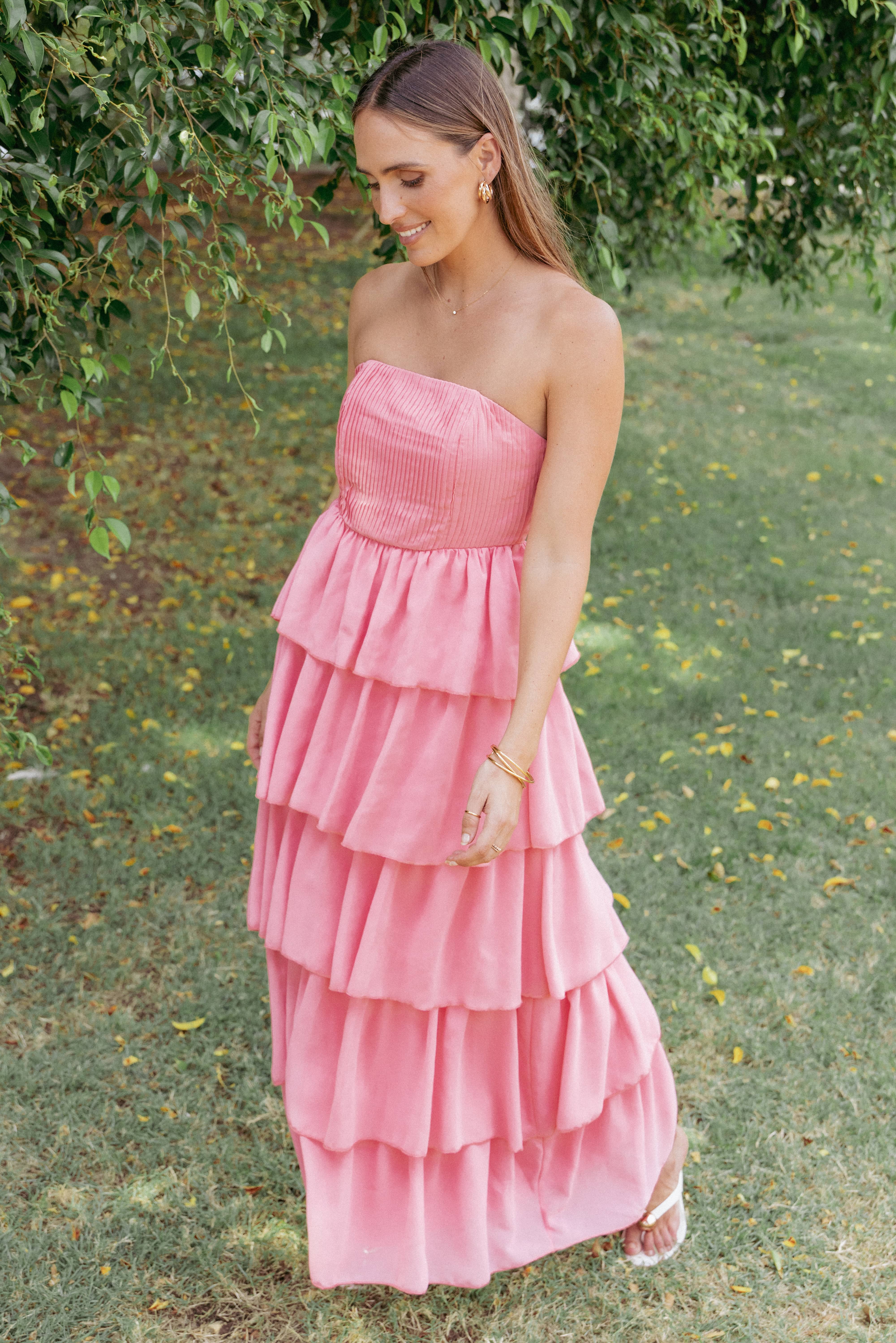 Peachester Strapless Maxi Dress - Coral - Image 7