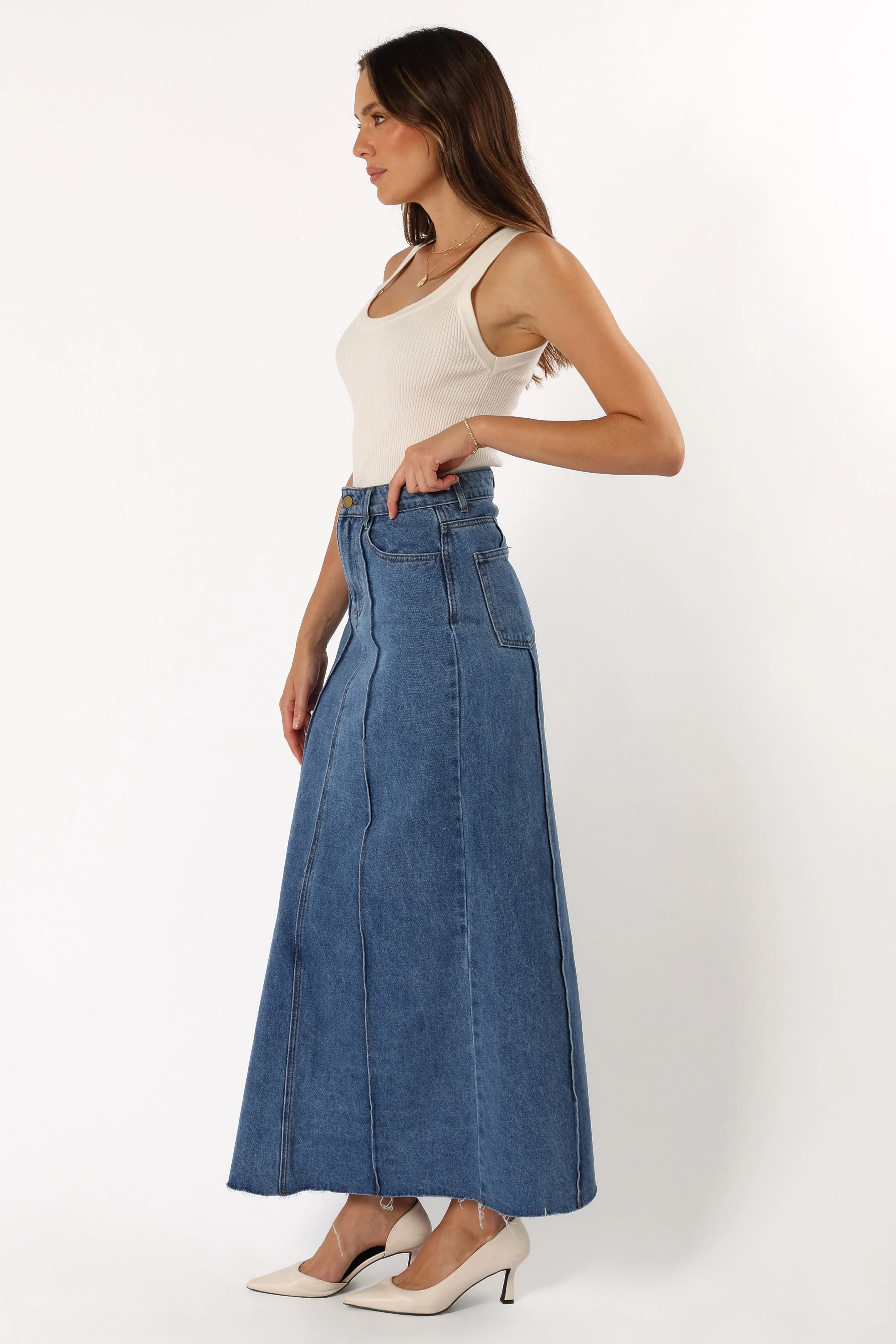 Peggie Denim Midi Skirt - Blue - Image 6