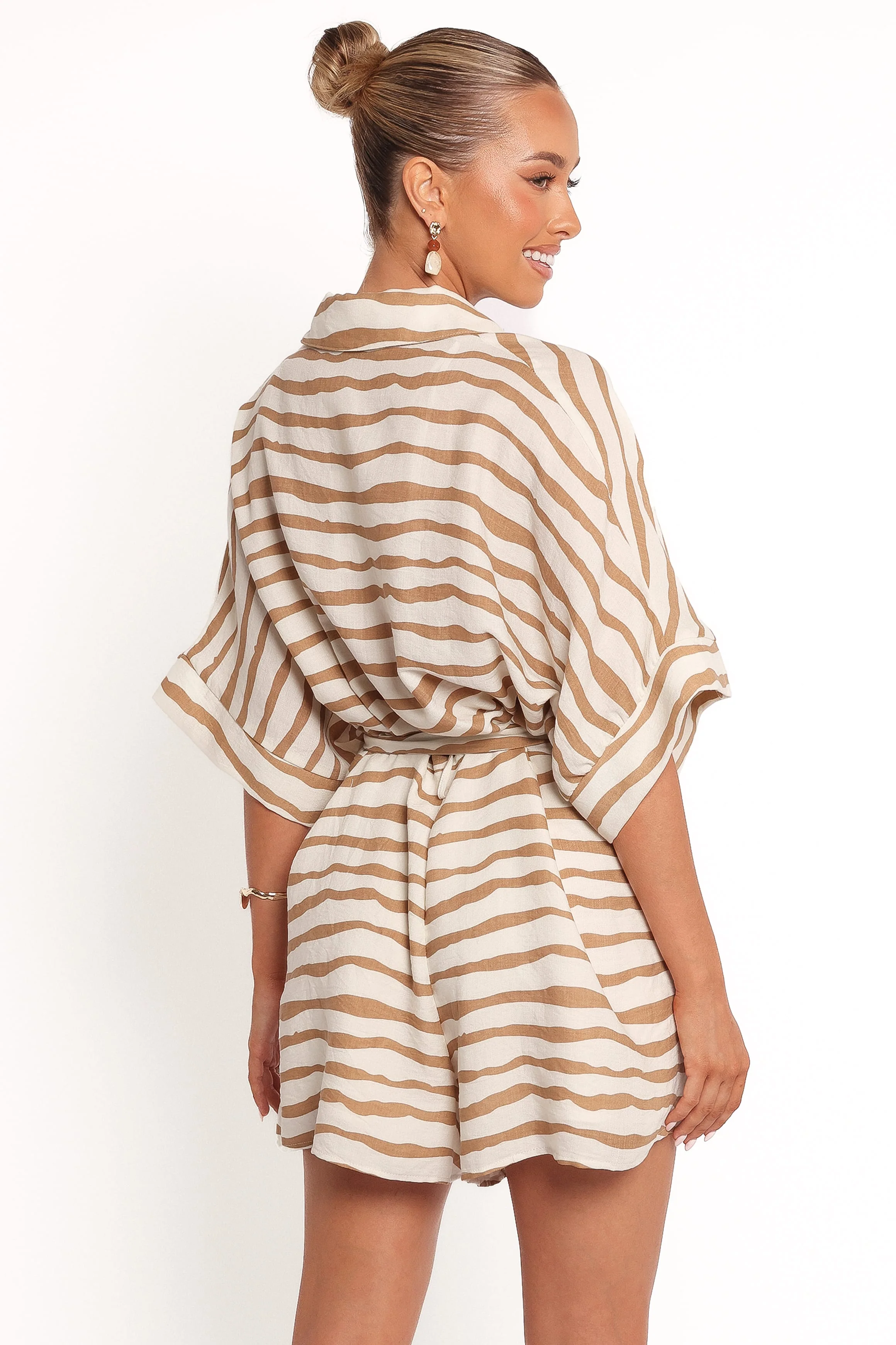 Peppiatt Batwing Playsuit - Tan Stripe - Image 6