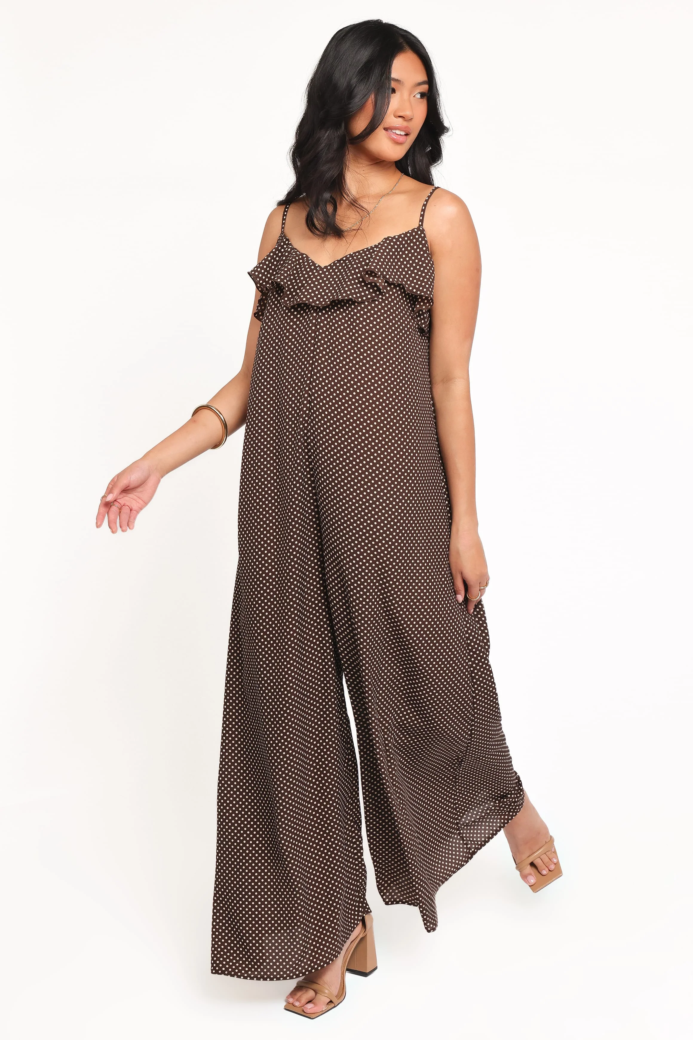 Peyton Jumpsuit - Brown Polka Dot - Image 3