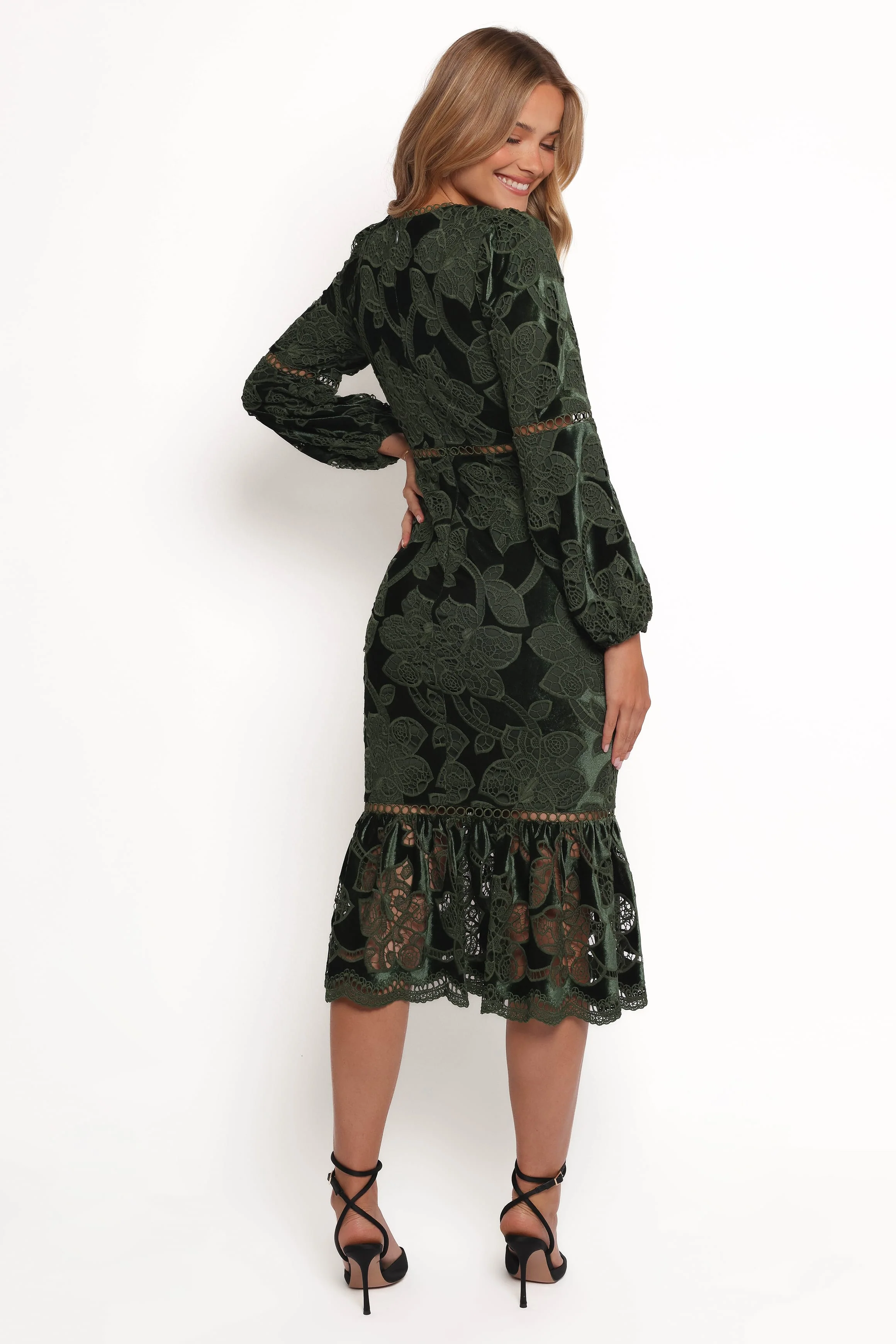 Pierre Long Sleeve Maxi Dress - Deep Velvet Green - Image 4