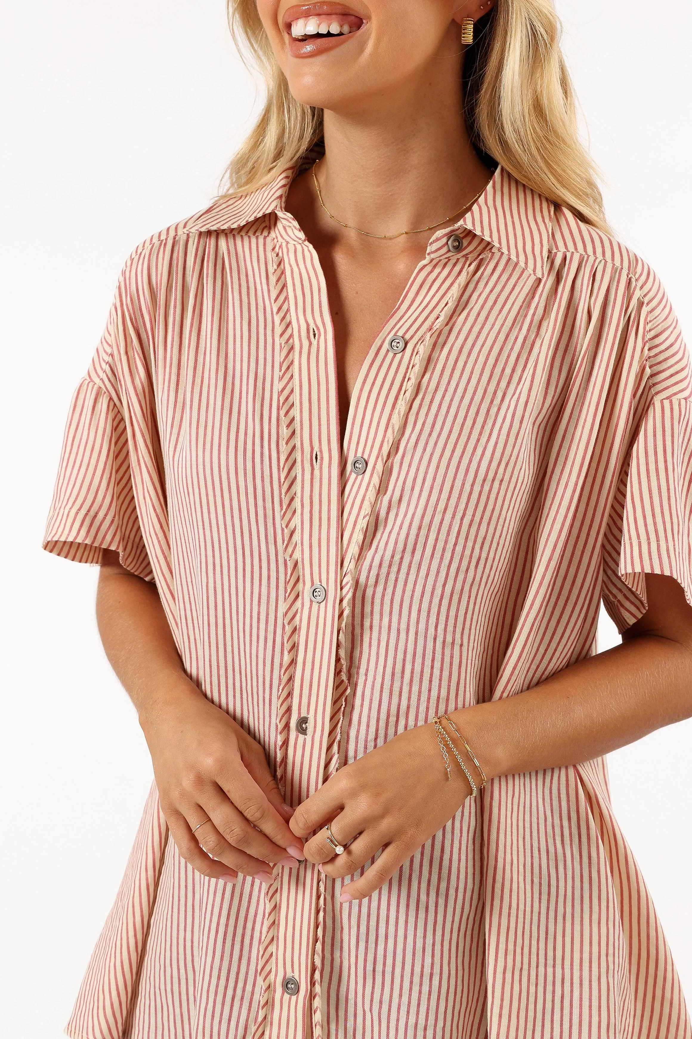 Piper Button Down Top - Cream Pink - Image 4