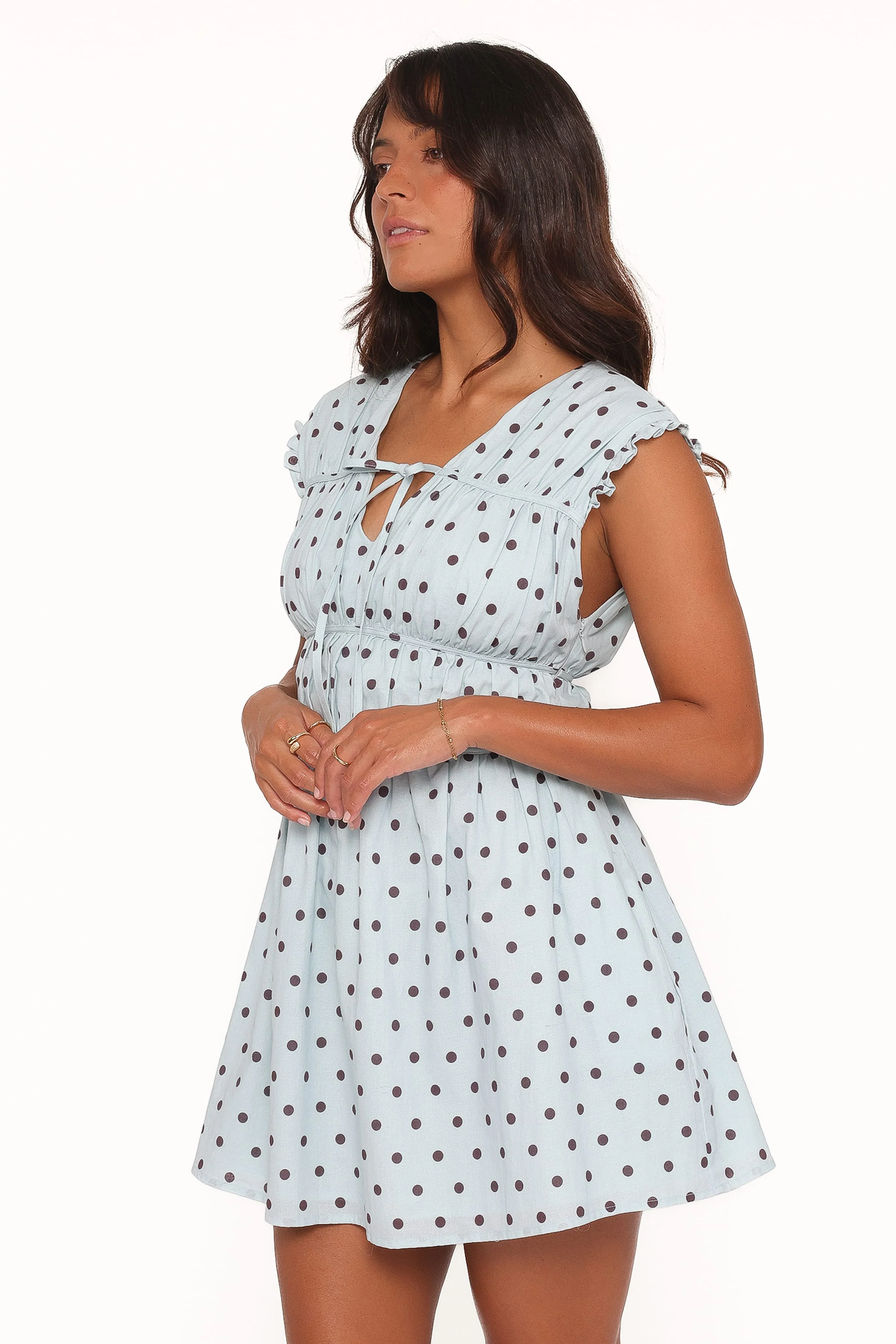Pipper Mini Dress - Blue Polka Dot - Image 4