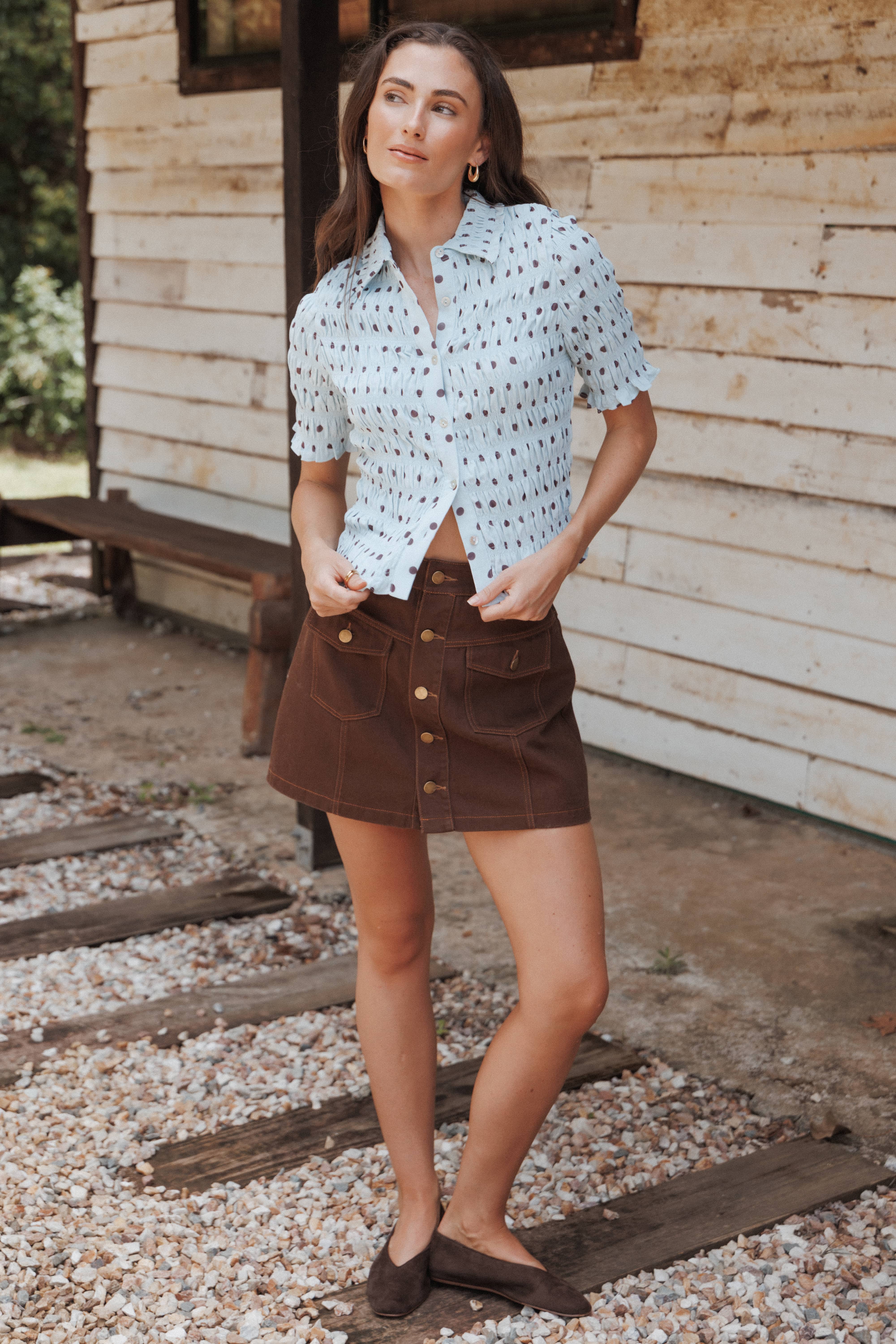 Presley Denim Skort - Dark Brown - Image 9
