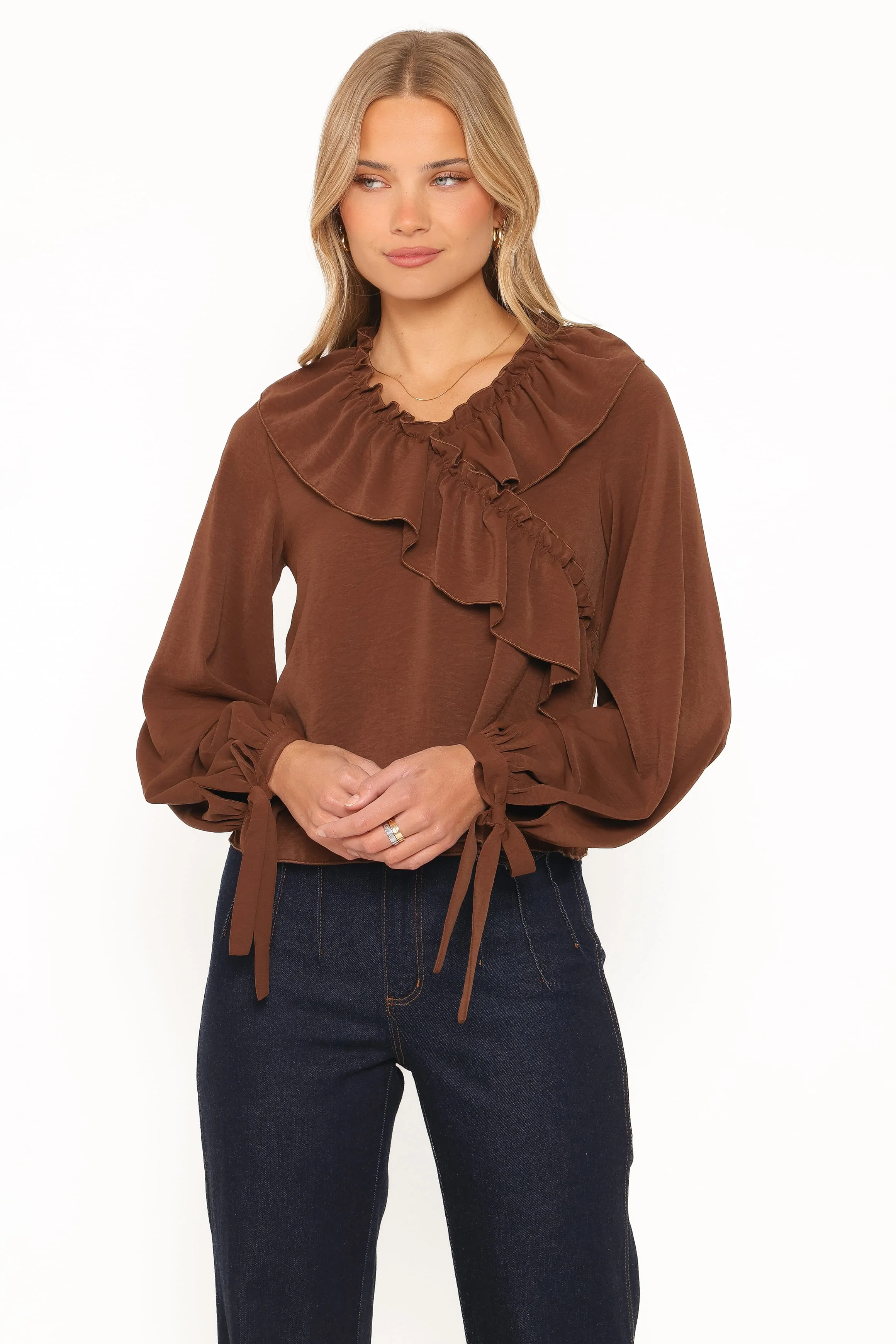 Quinley Ruffle Top - Chocolate - Image 2