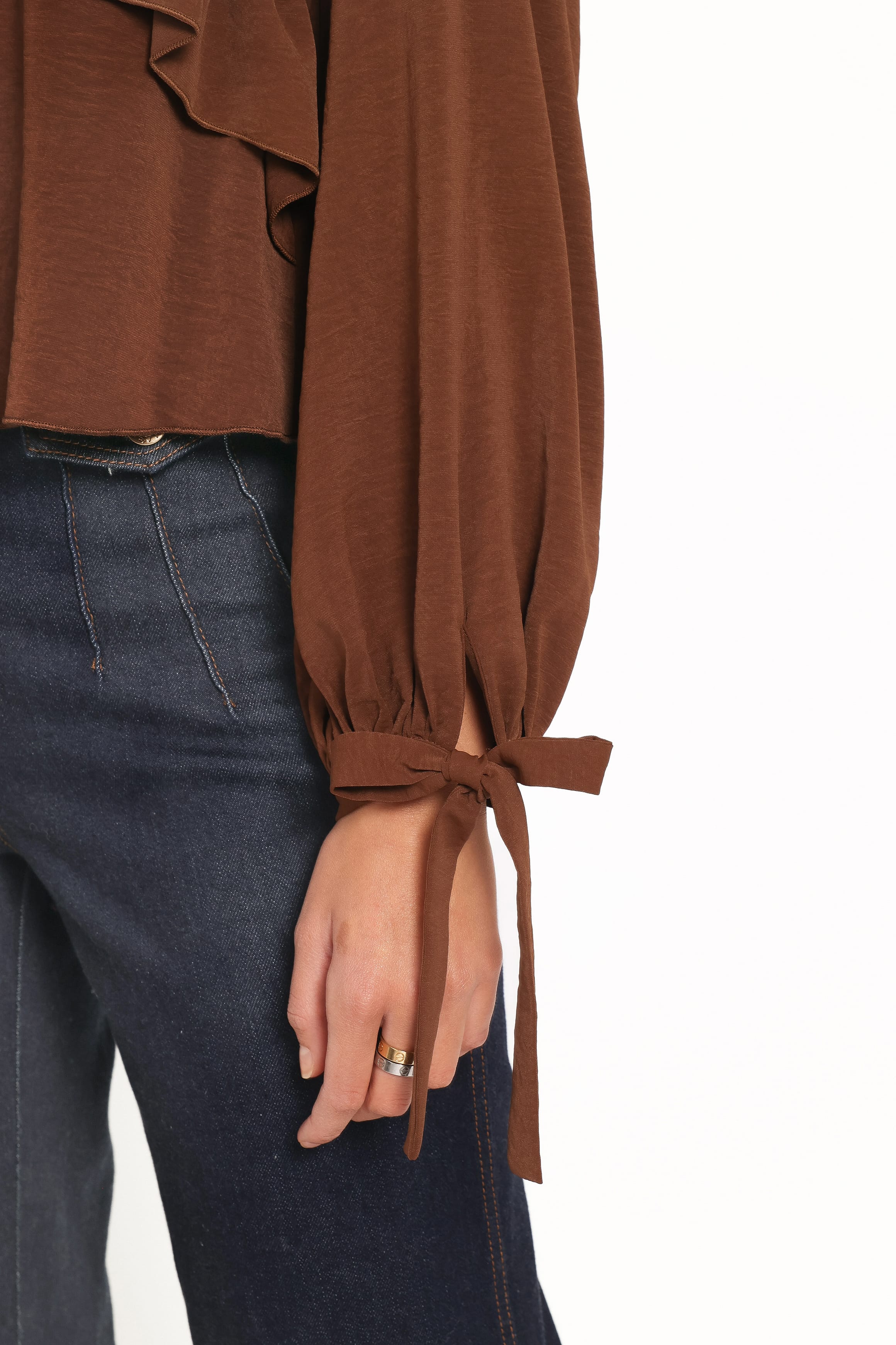 Quinley Ruffle Top - Chocolate - Image 3