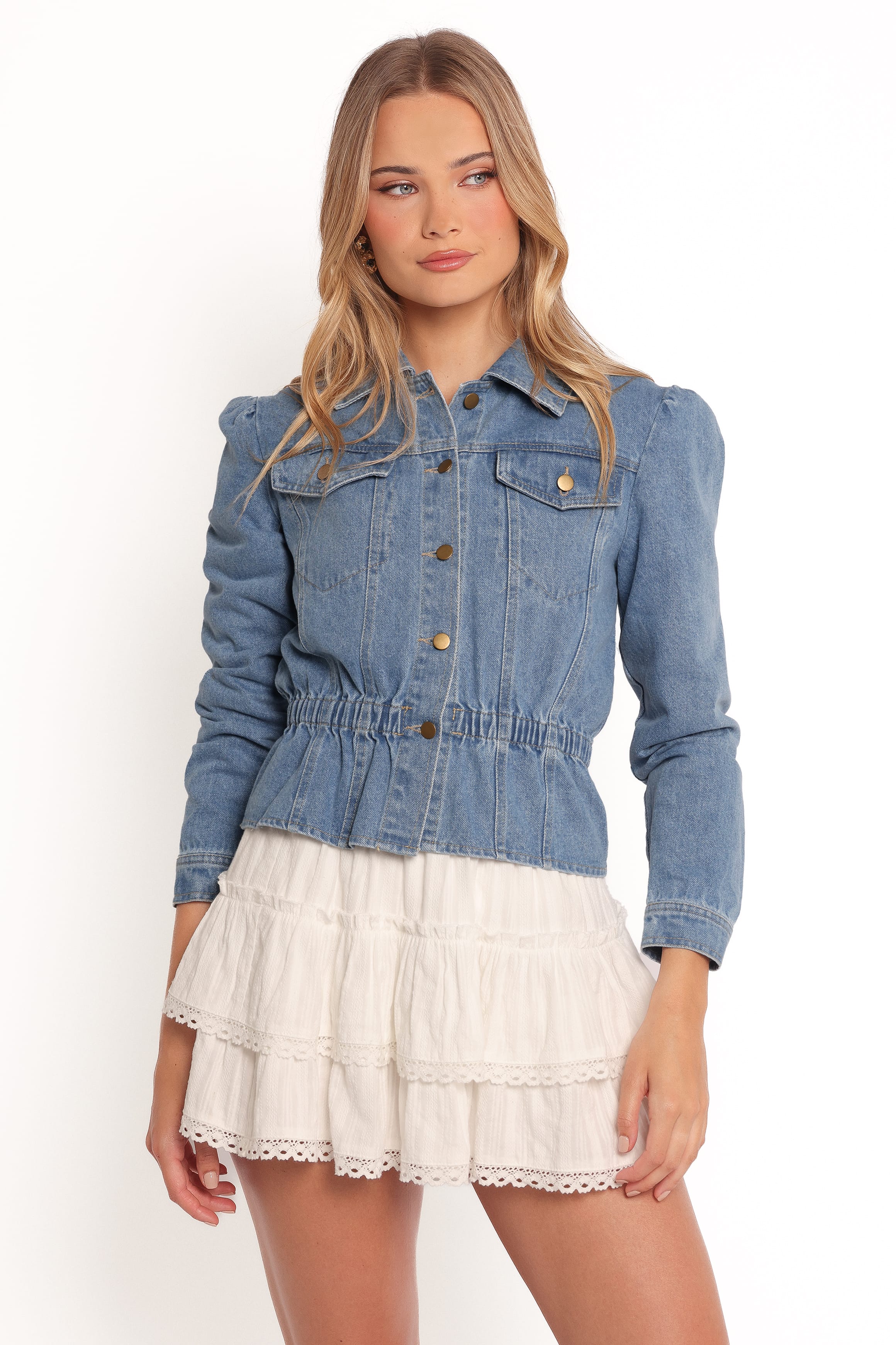 Raine Peplum Denim Jacket - Denim - Image 2