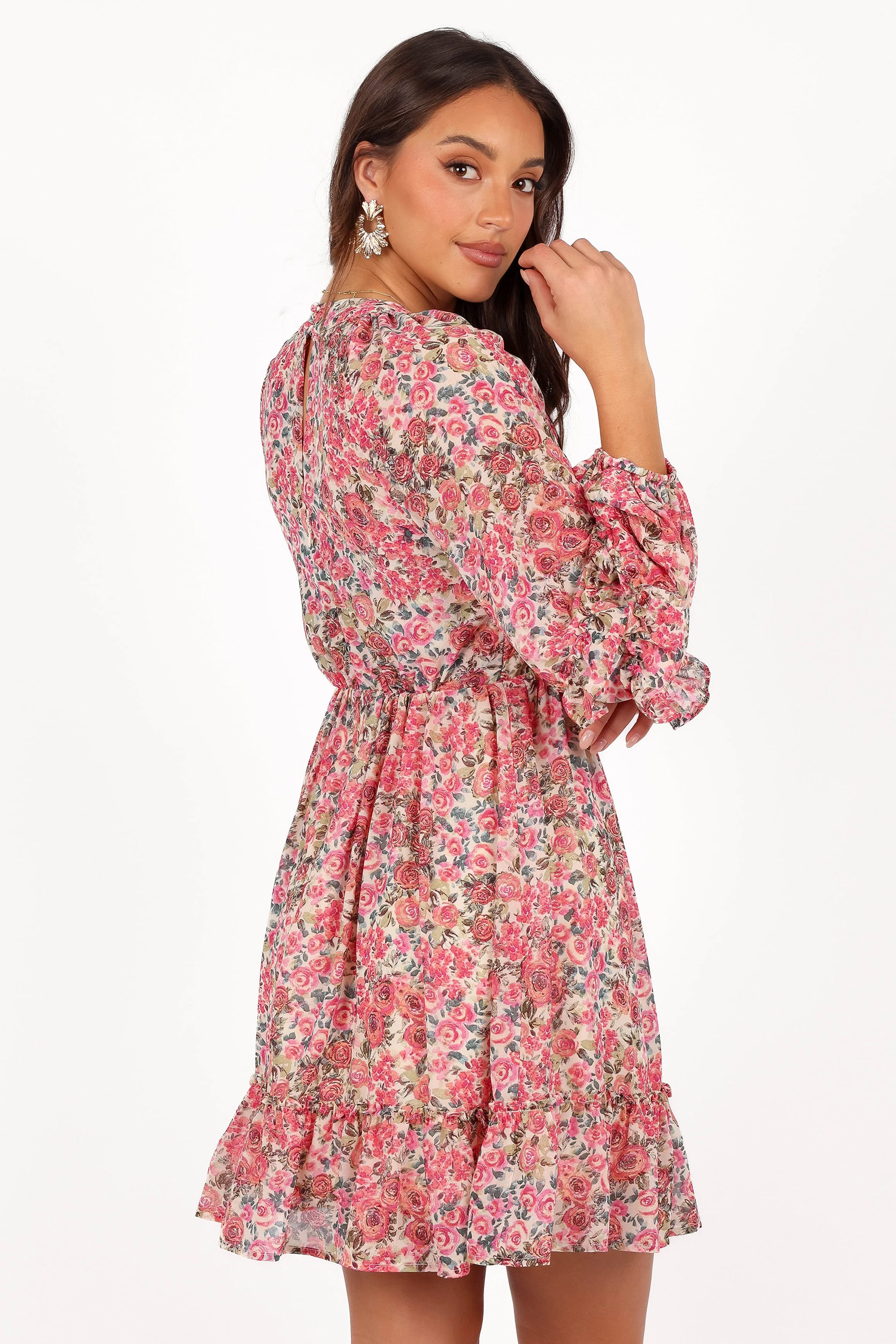 Reese Long Sleeve Mini Dress - Pink Floral - Image 4