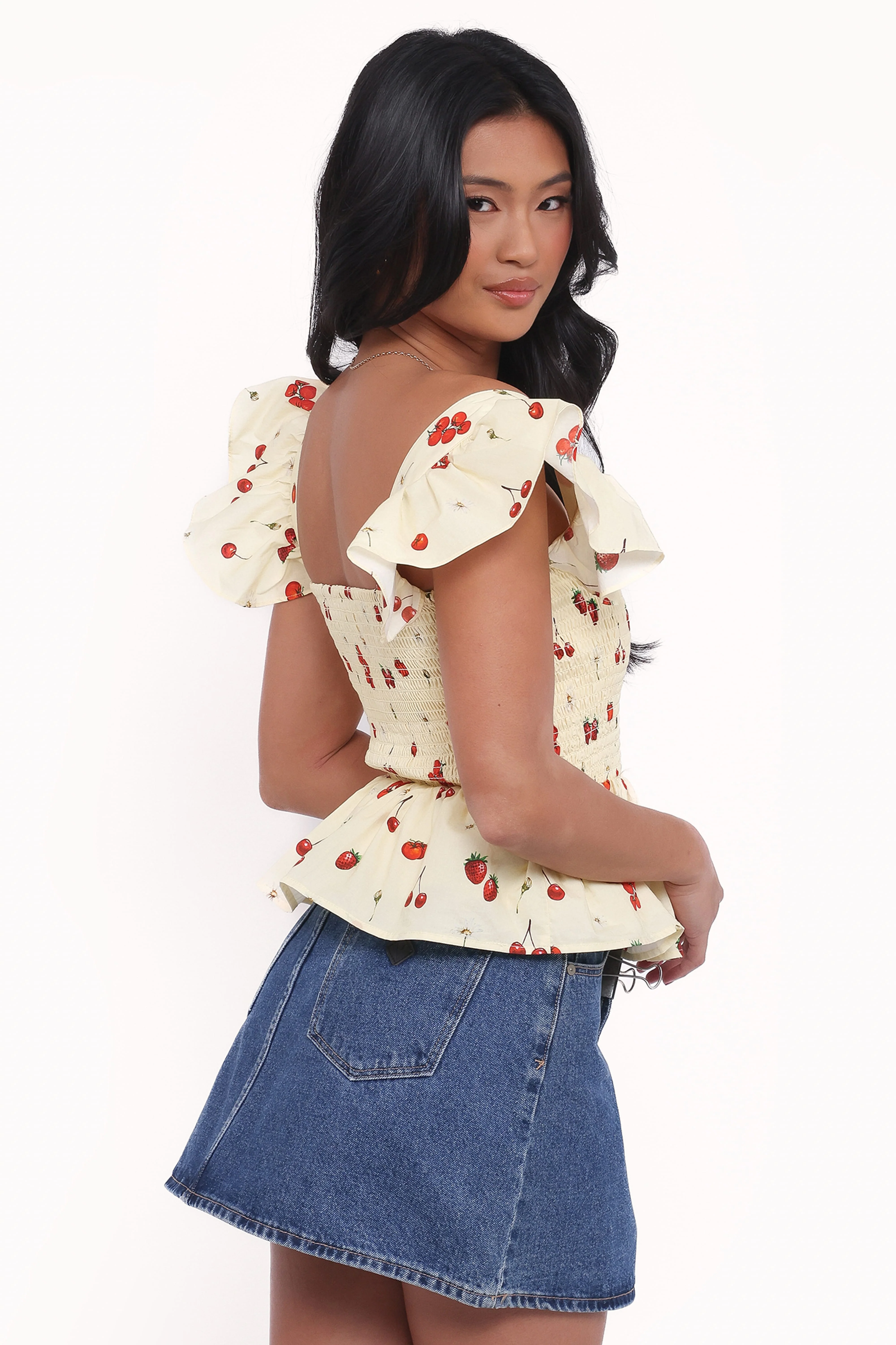Remira Smocked Ruffle Top - Yellow Cherry - Image 4