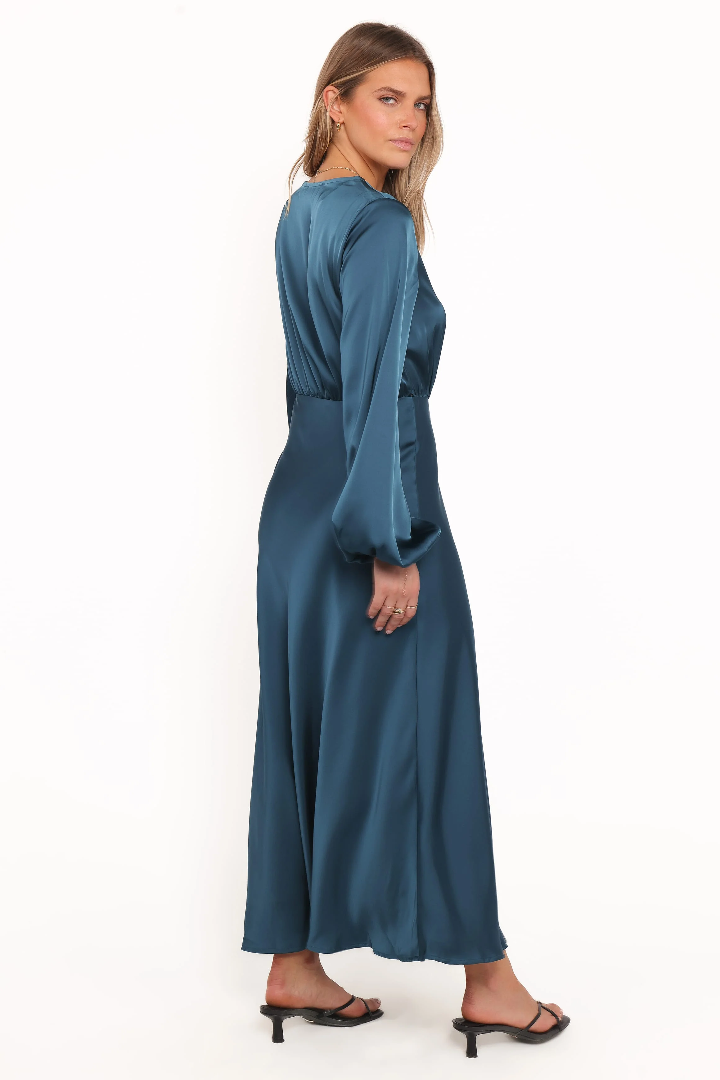 Remora Long Sleeve Midi Dress - Teal - Image 4