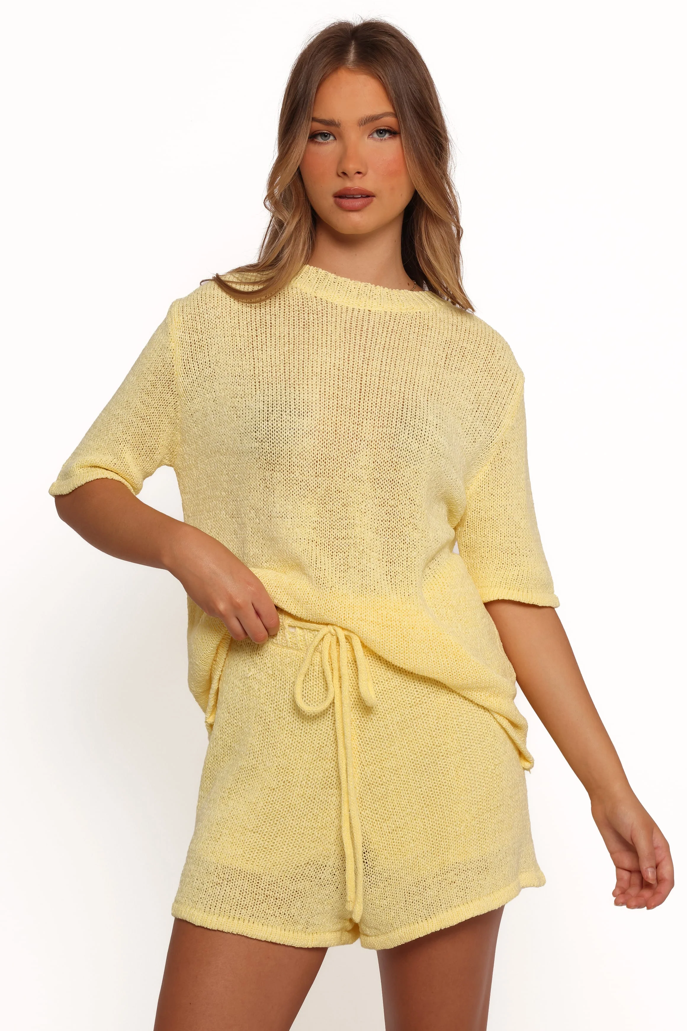 Rita Knitted Short Set - Yellow - Image 3