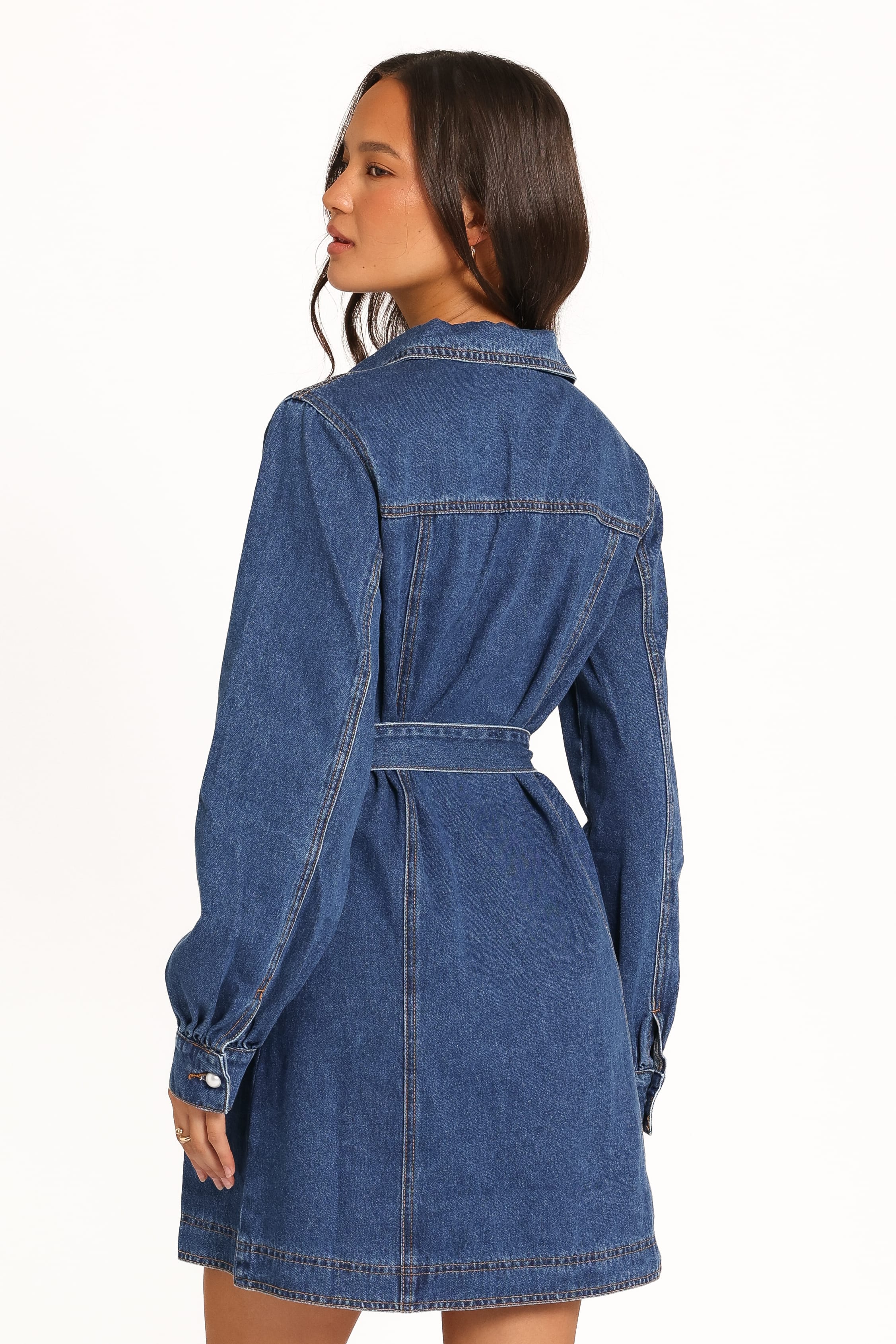 Robina Long Sleeve Mini Dress - Indigo Denim - Image 5