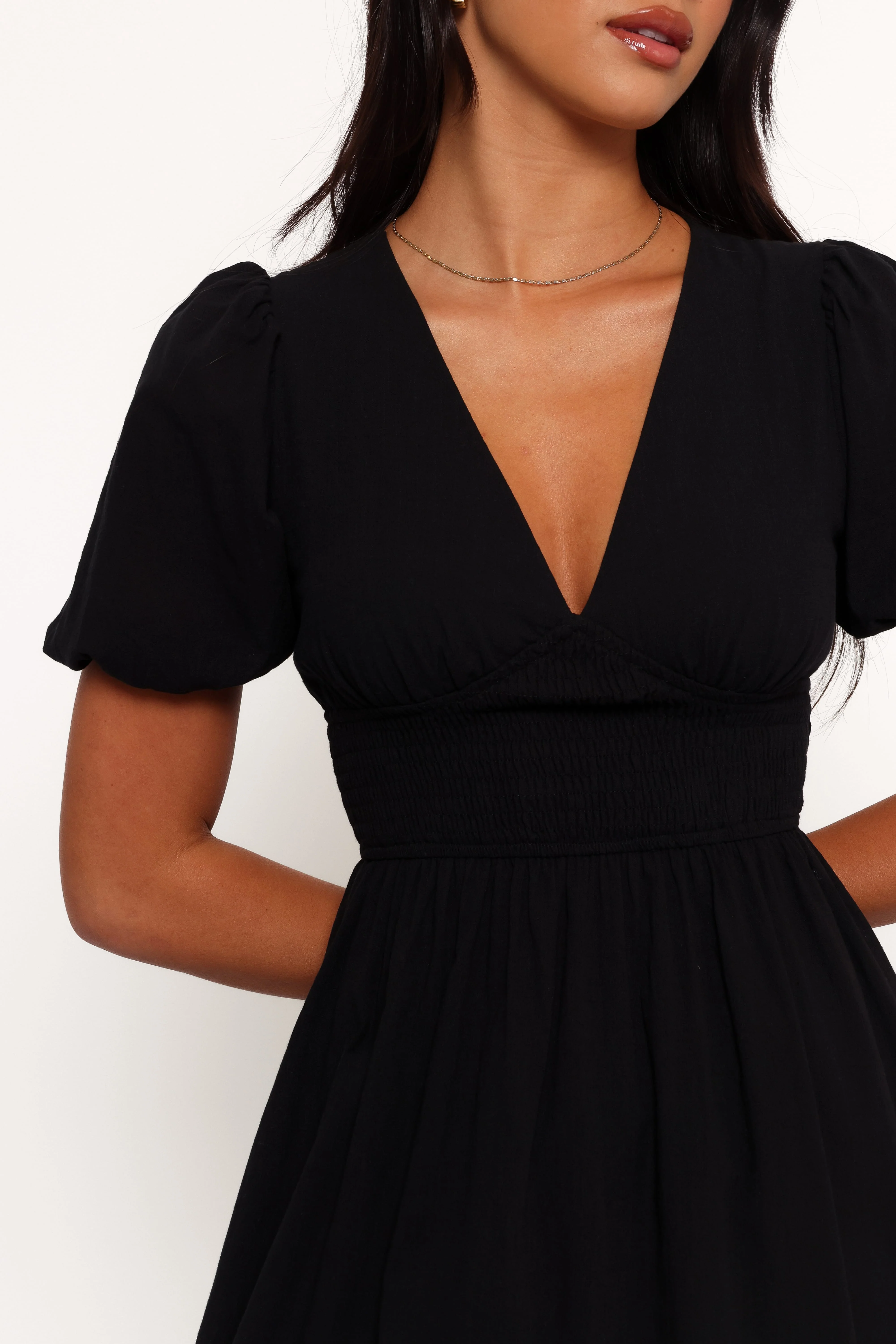 Ronnie Short Sleeve Midi Dress - Black - Image 2