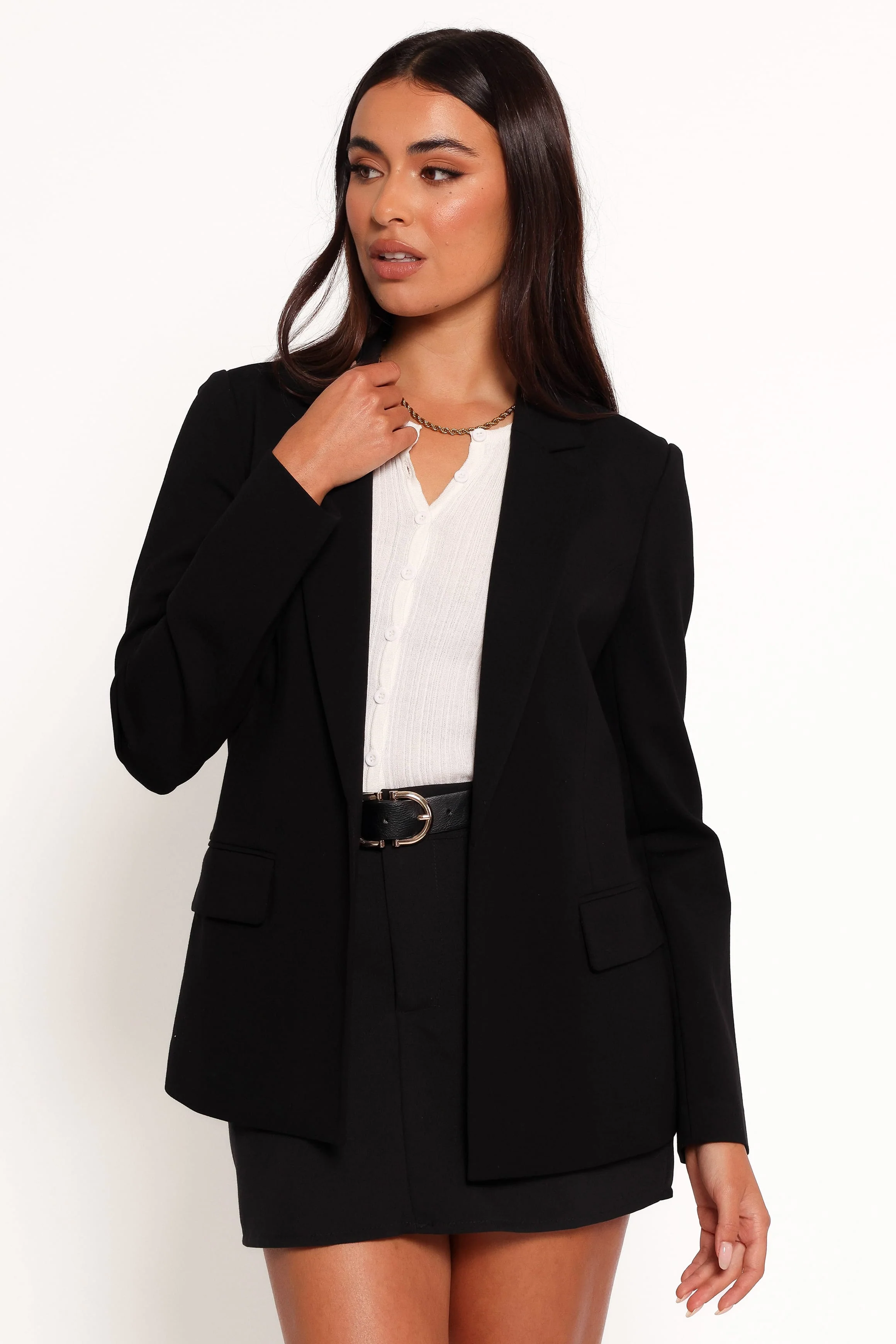 Ronny Open Front Knit Blazer - Black - Image 3