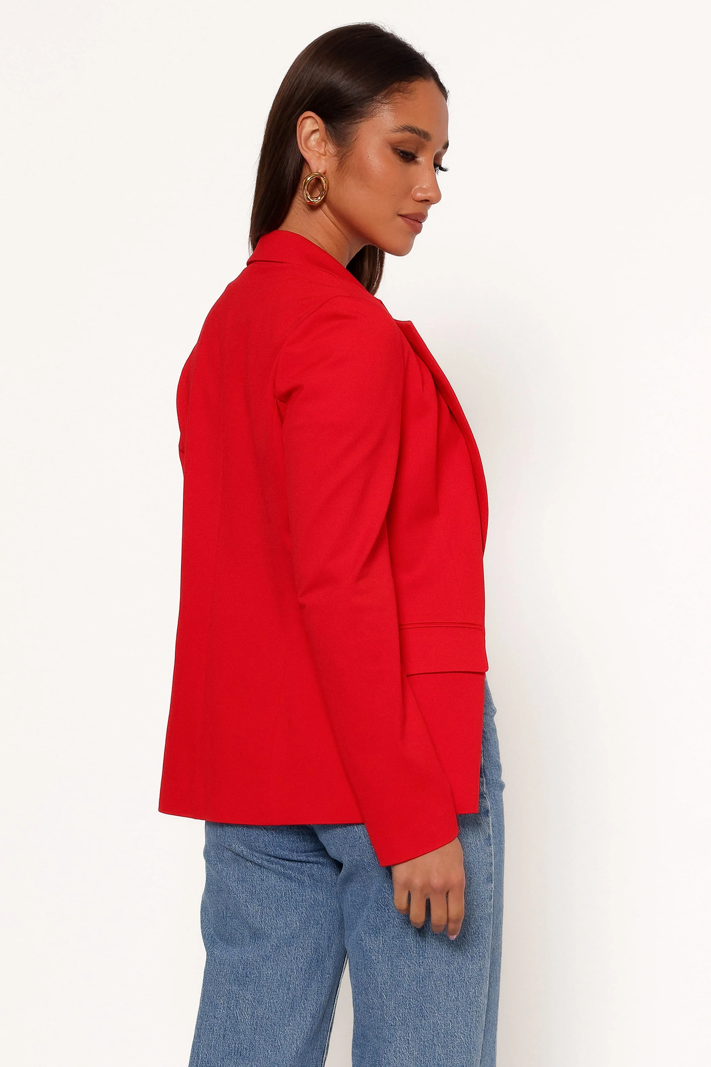 Ronny Open Front Knit Blazer - Scarlet Red - Image 4