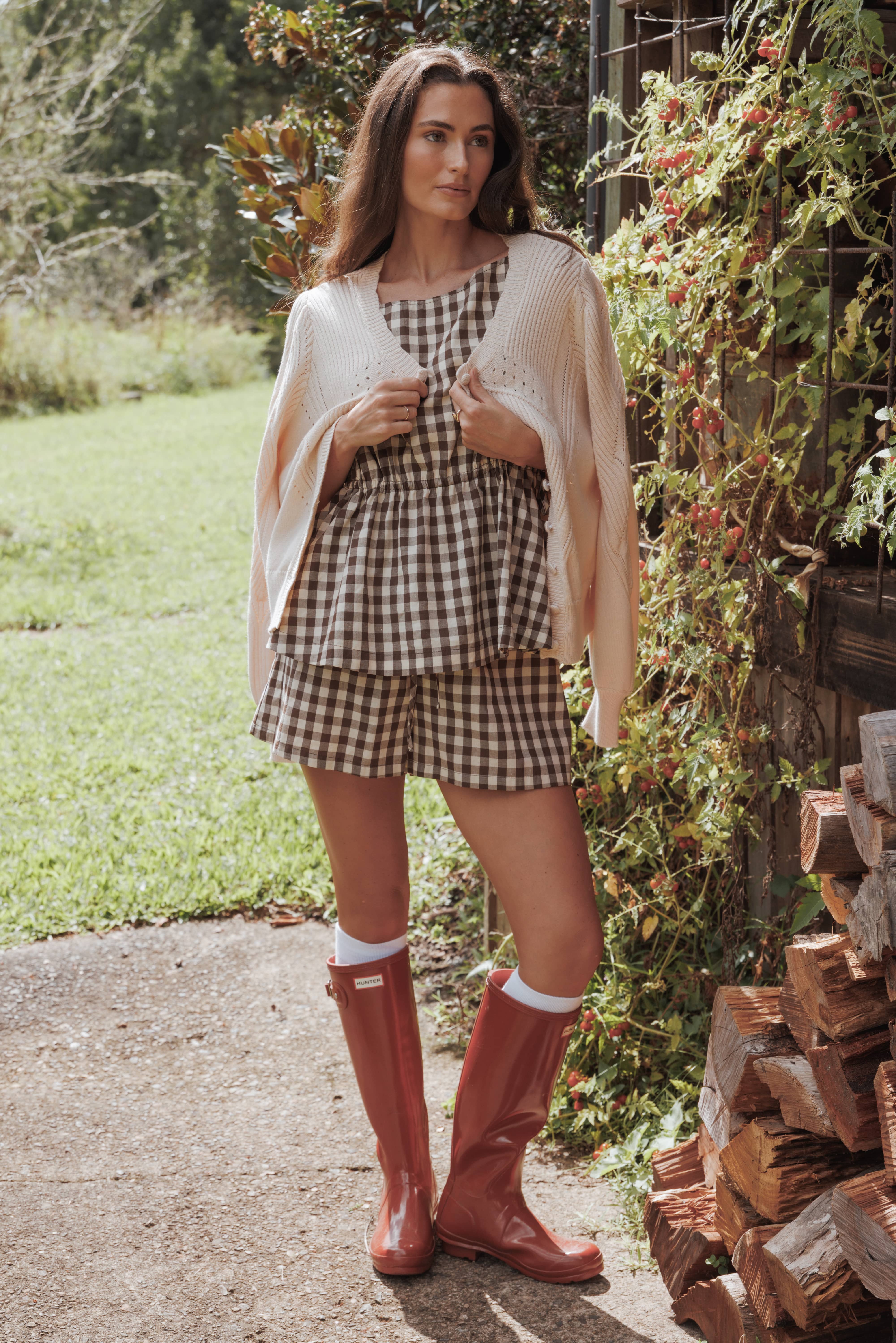 Rory Shorts - Brown Gingham - Image 8