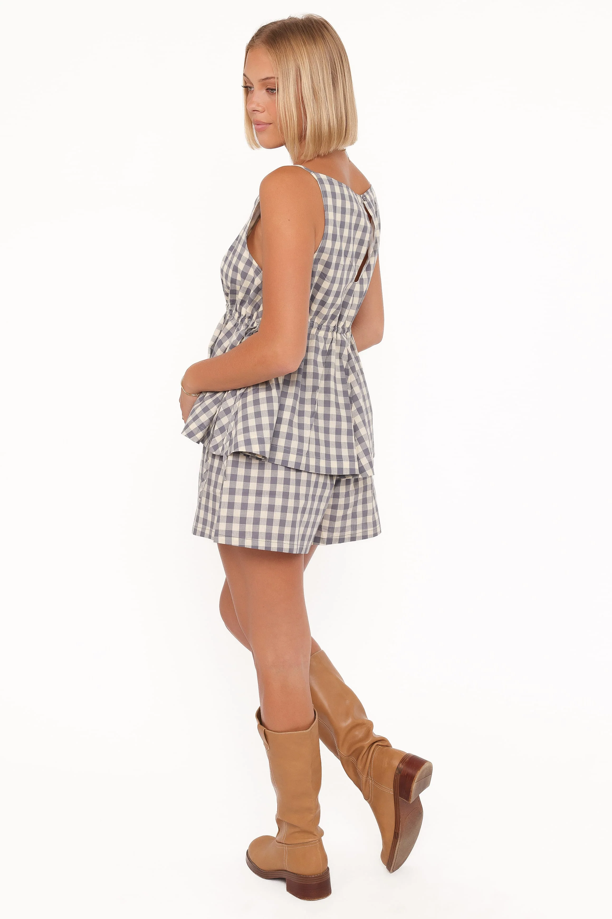Rory Shorts - Slate Blue Gingham - Image 4
