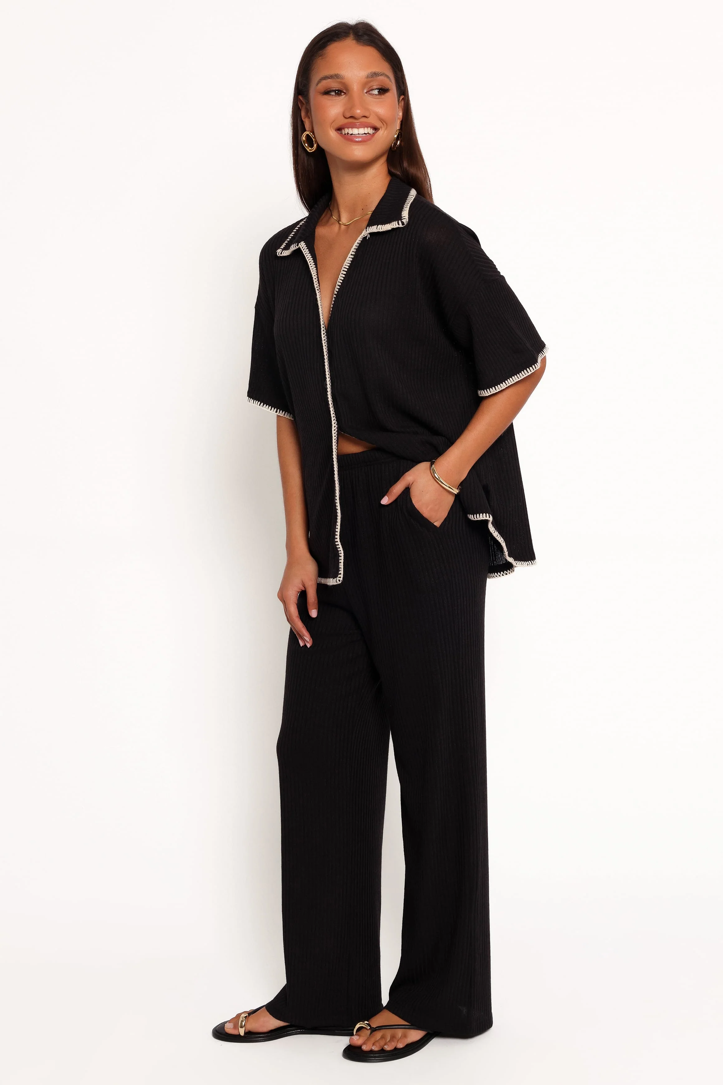 Rosemary Knit Pant Set - Black - Image 3