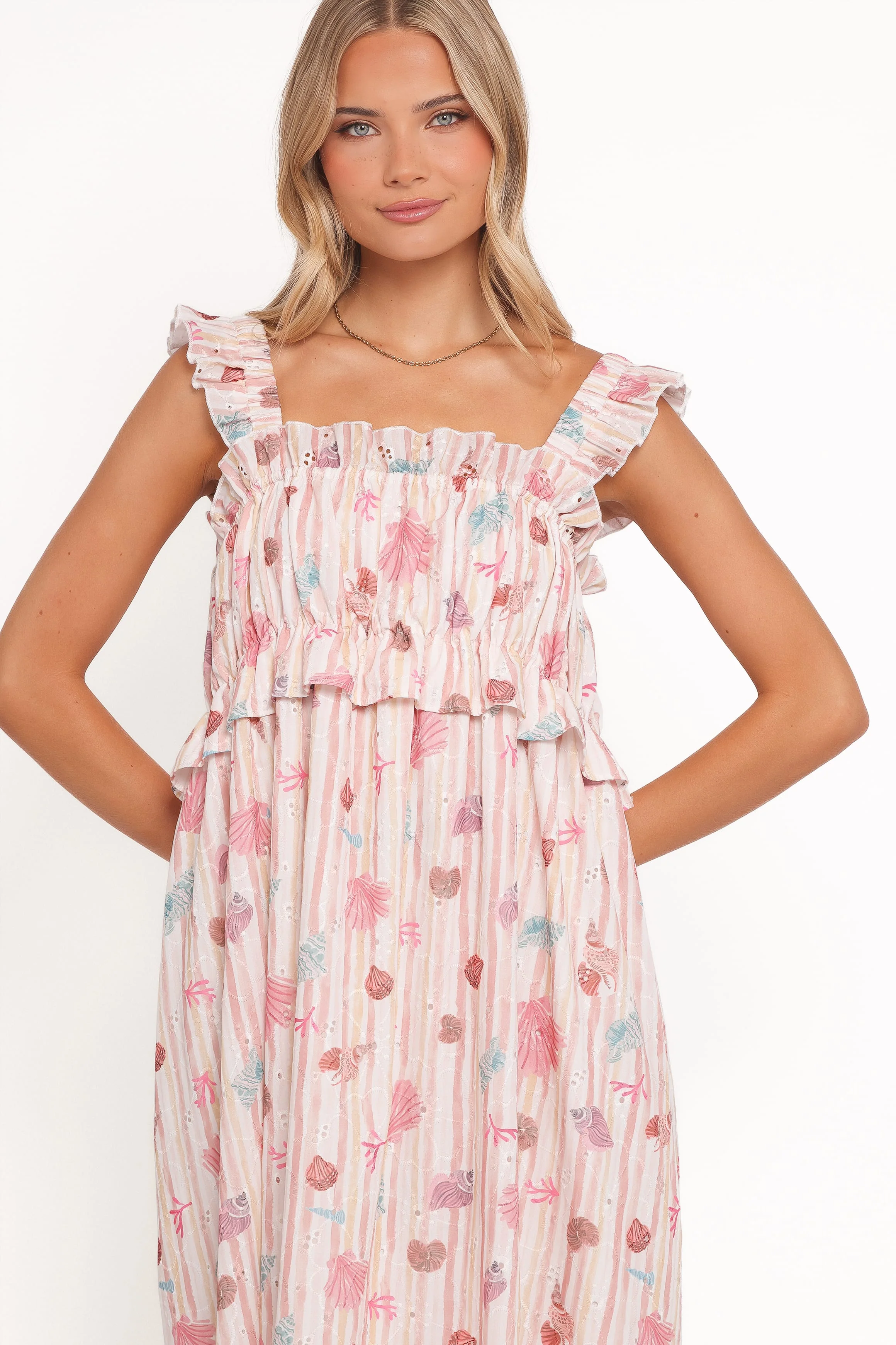 Ross Frill Strap Maxi Dress - Beach Print - Image 2