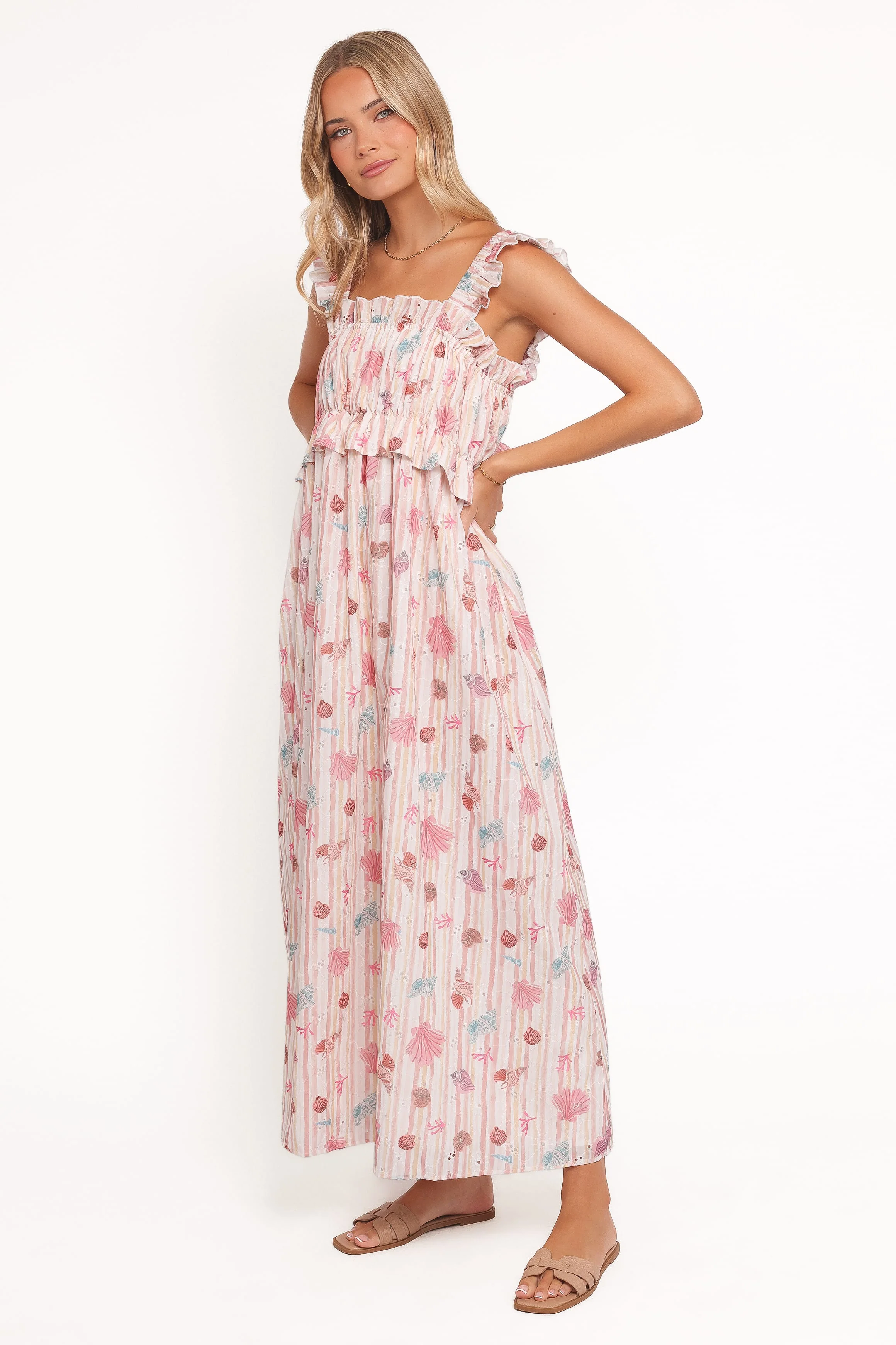 Ross Frill Strap Maxi Dress - Beach Print - Image 3