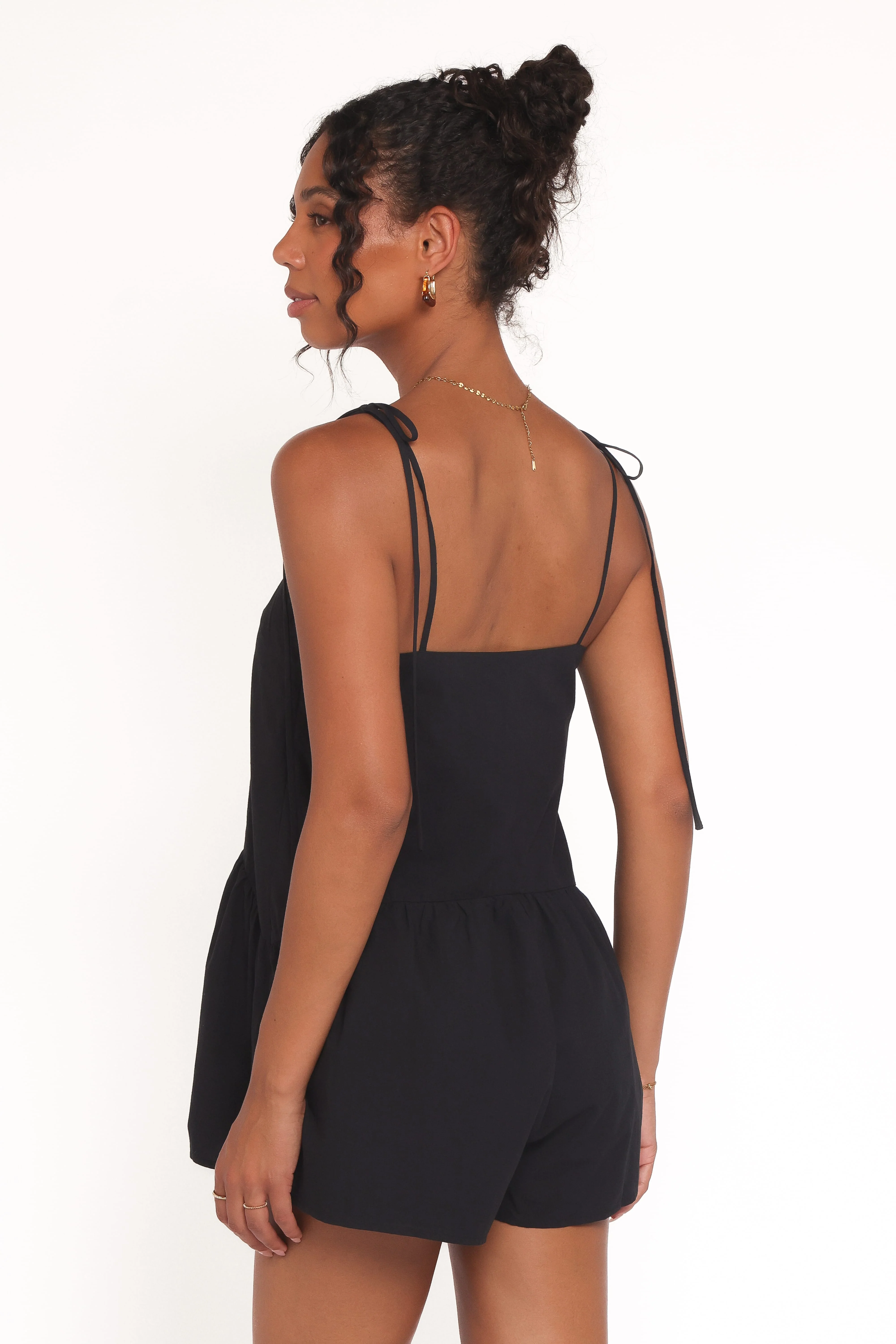 Rubie Tie Shoulder Playsuit - Black - Image 3