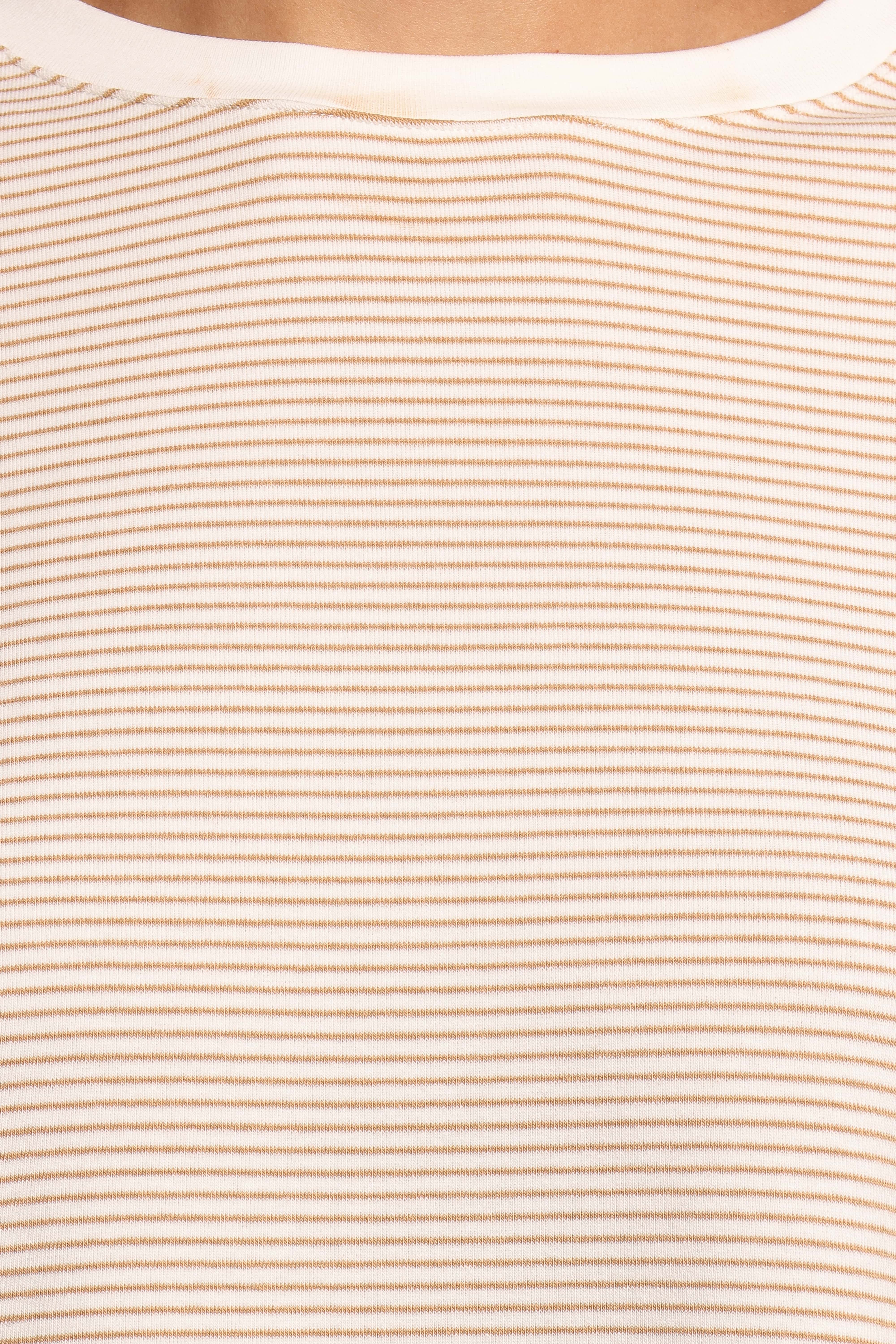 Ruva Long Sleeve Tee - Beige White Stripe - Image 7