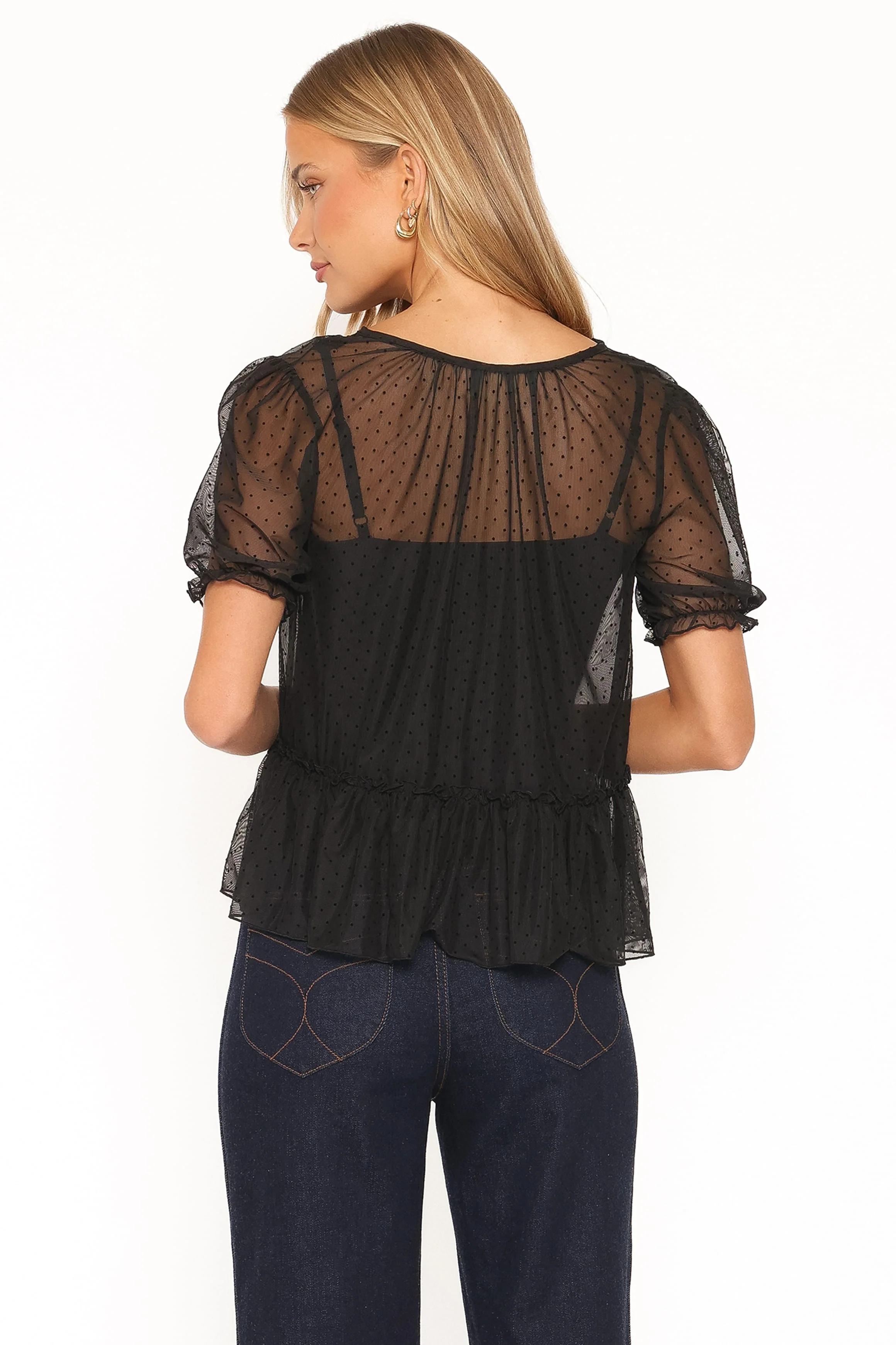 Ryan Tiered Sheer Top - Black - Image 5