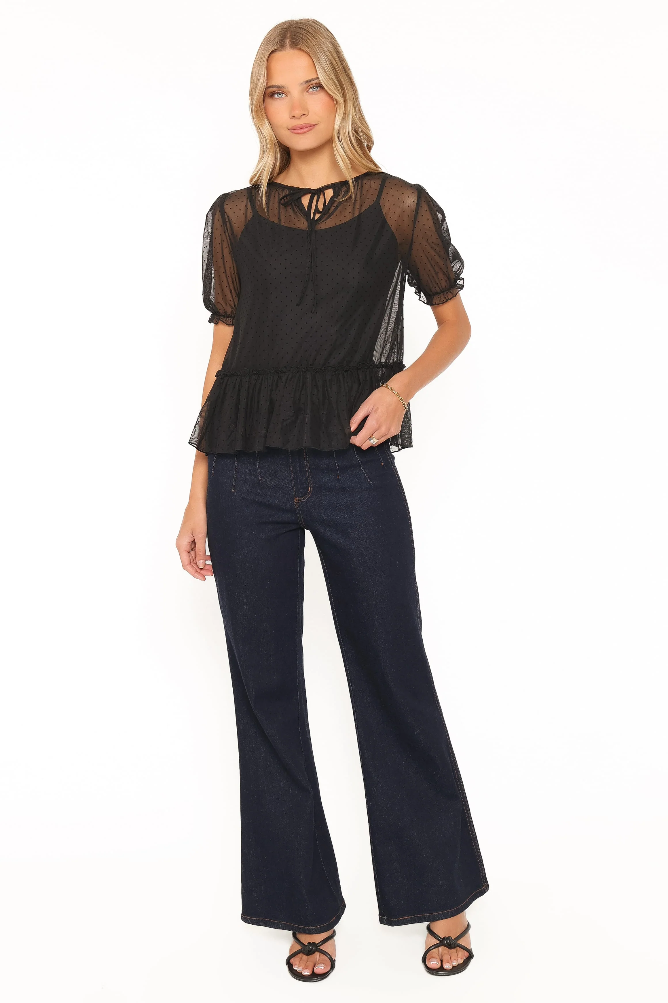 Ryan Tiered Sheer Top - Black - Image 6