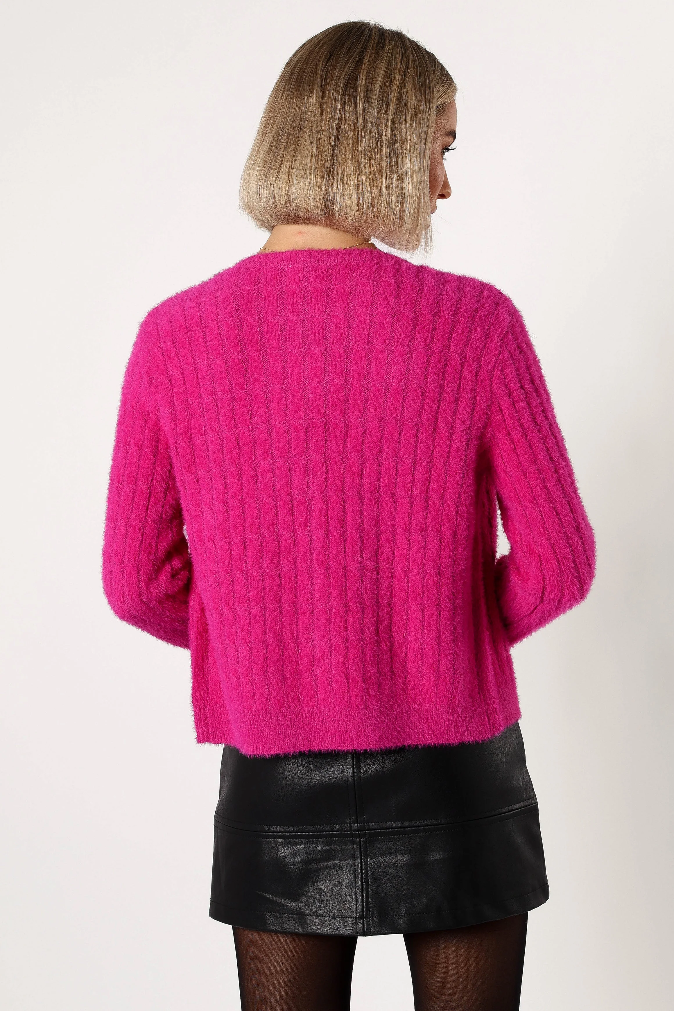 Ryann Button Front Cardigan - Magenta - Image 3
