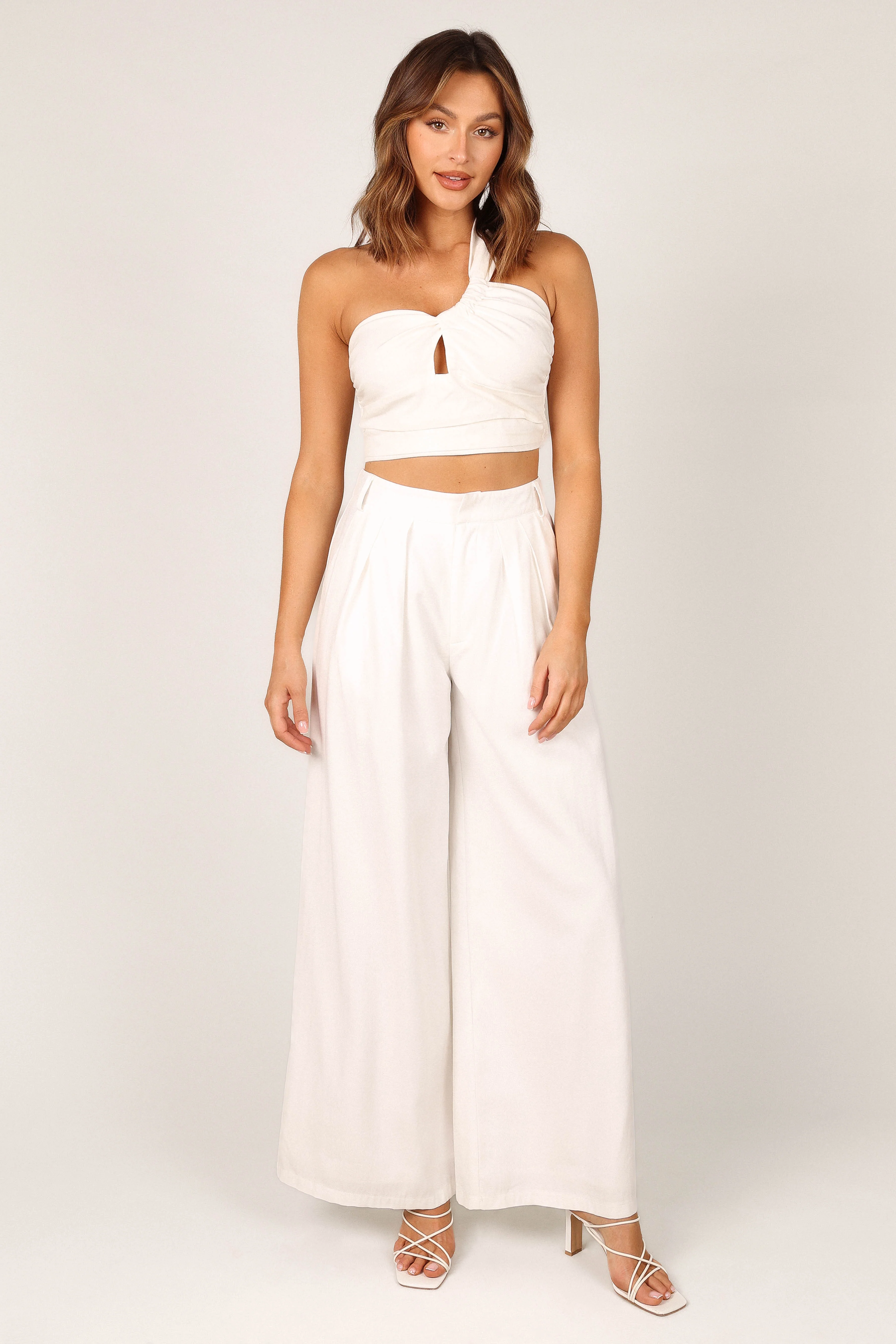 Rylie One Shoulder Cropped Top - White - Image 3