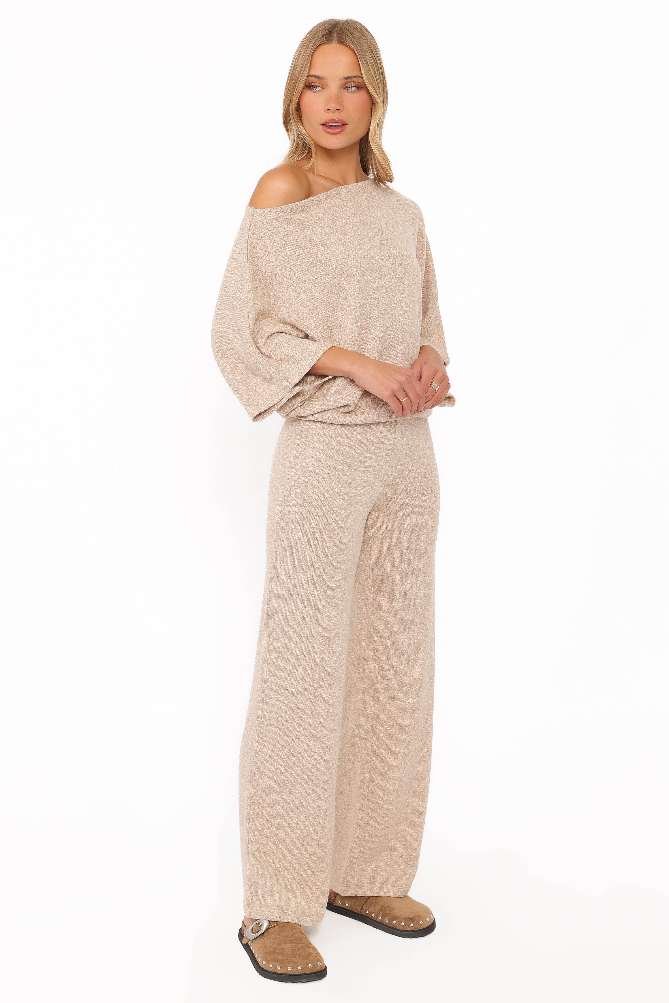 Salome Lightweight Knit Pant Set - Beige - Image 4