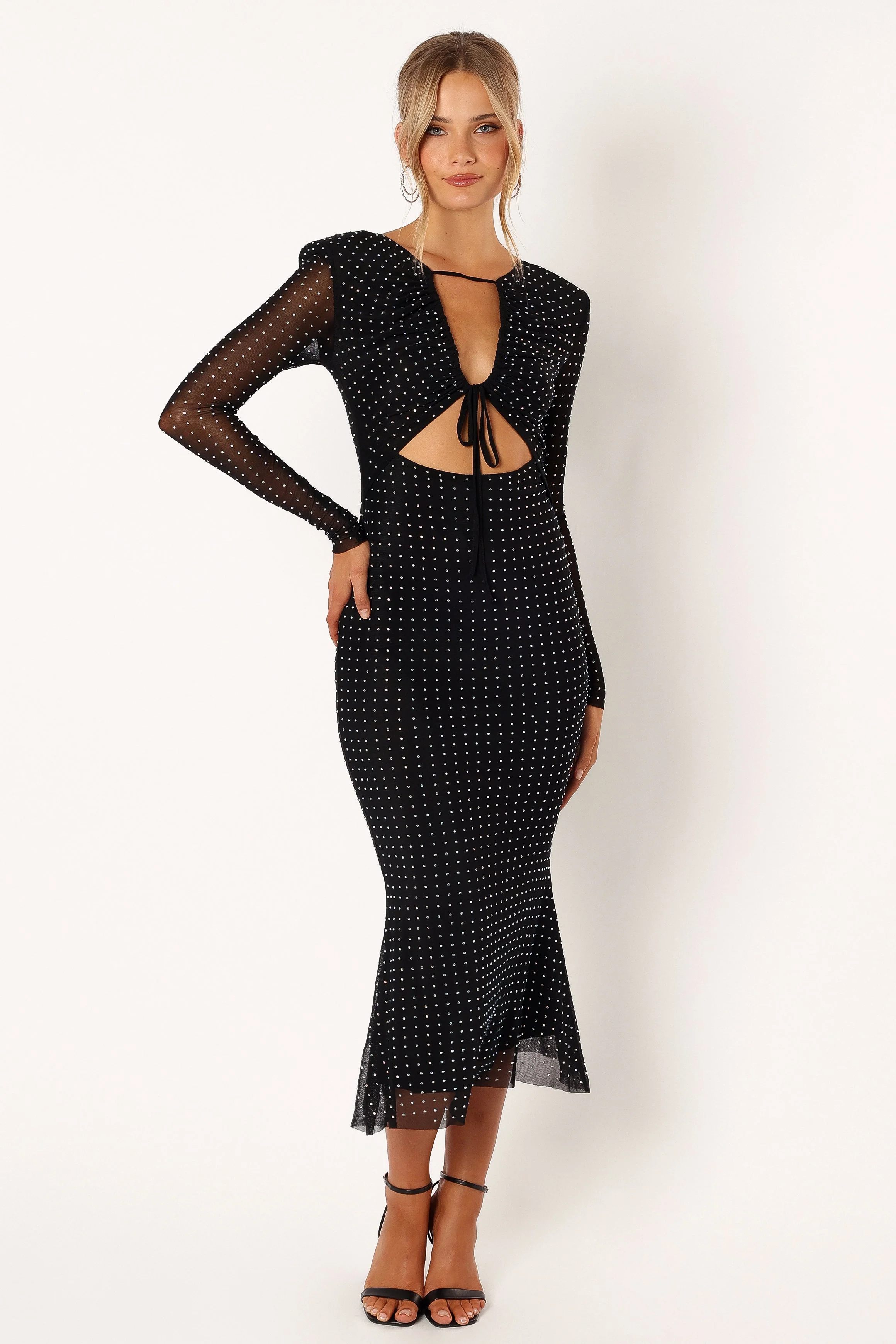 Salvatore Long Sleeve Midi Dress - Black - Image 3