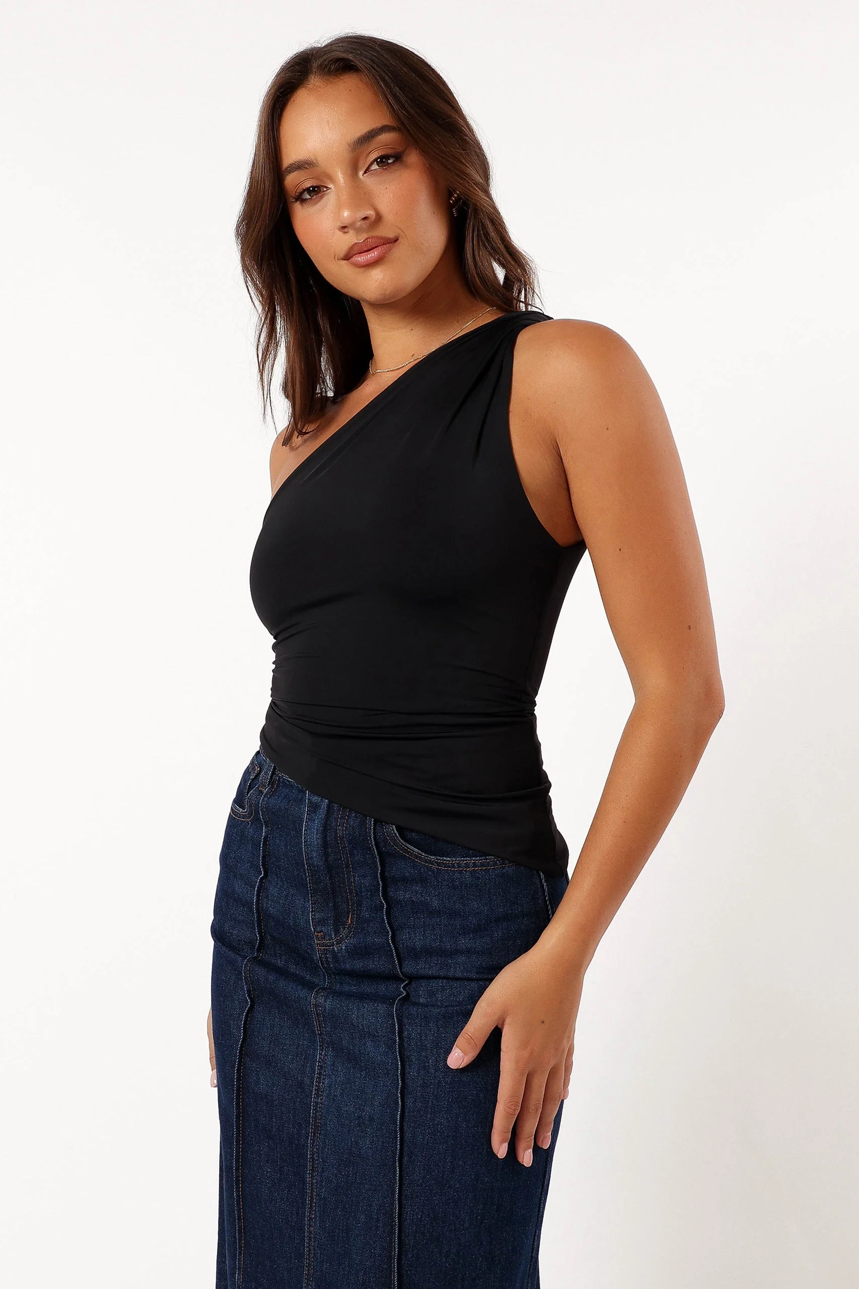 Samantha One Shoulder Top - Black - Image 6